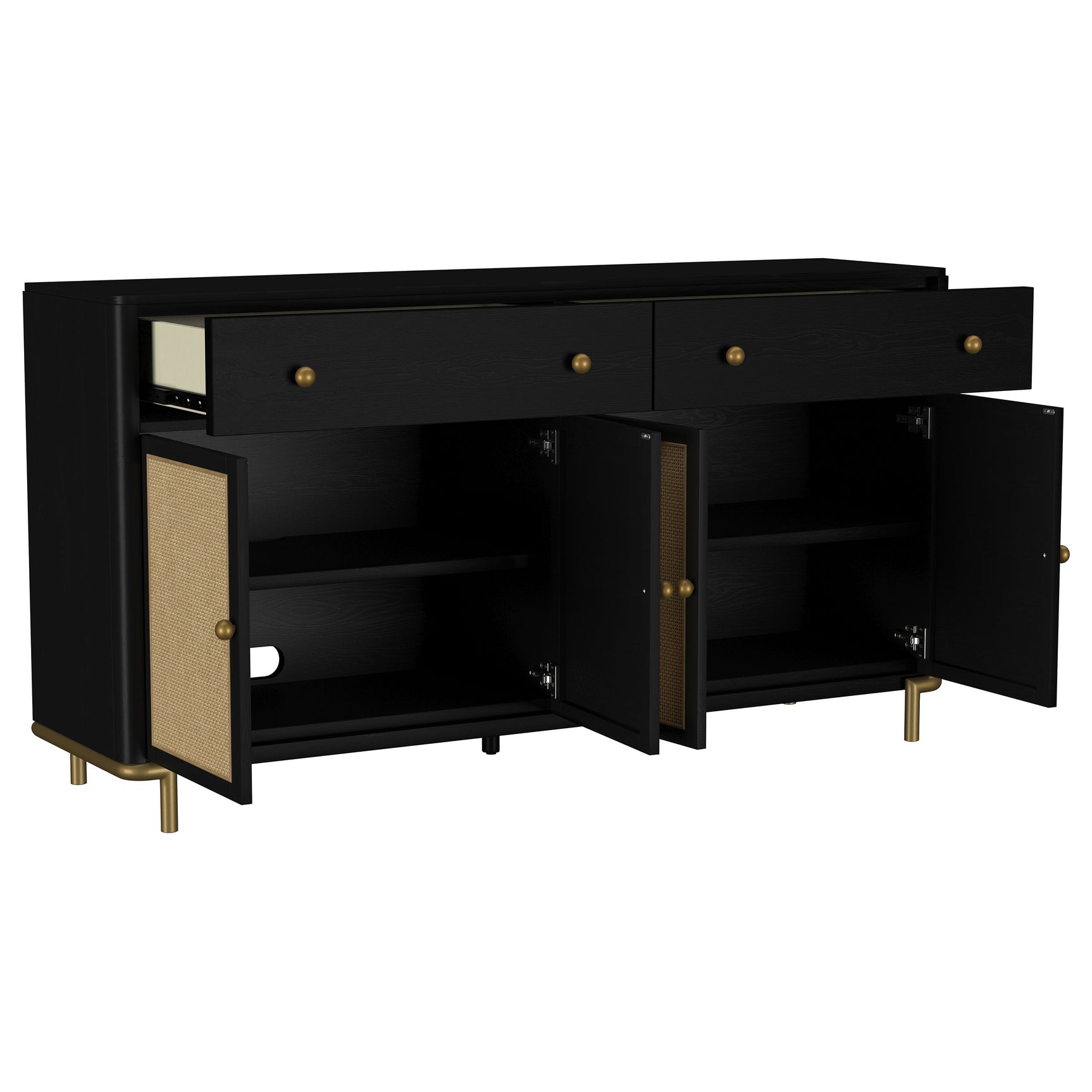 Arini 2-drawer Cane Door Dining Sideboard Server Black - Tampa Furniture Outlet
