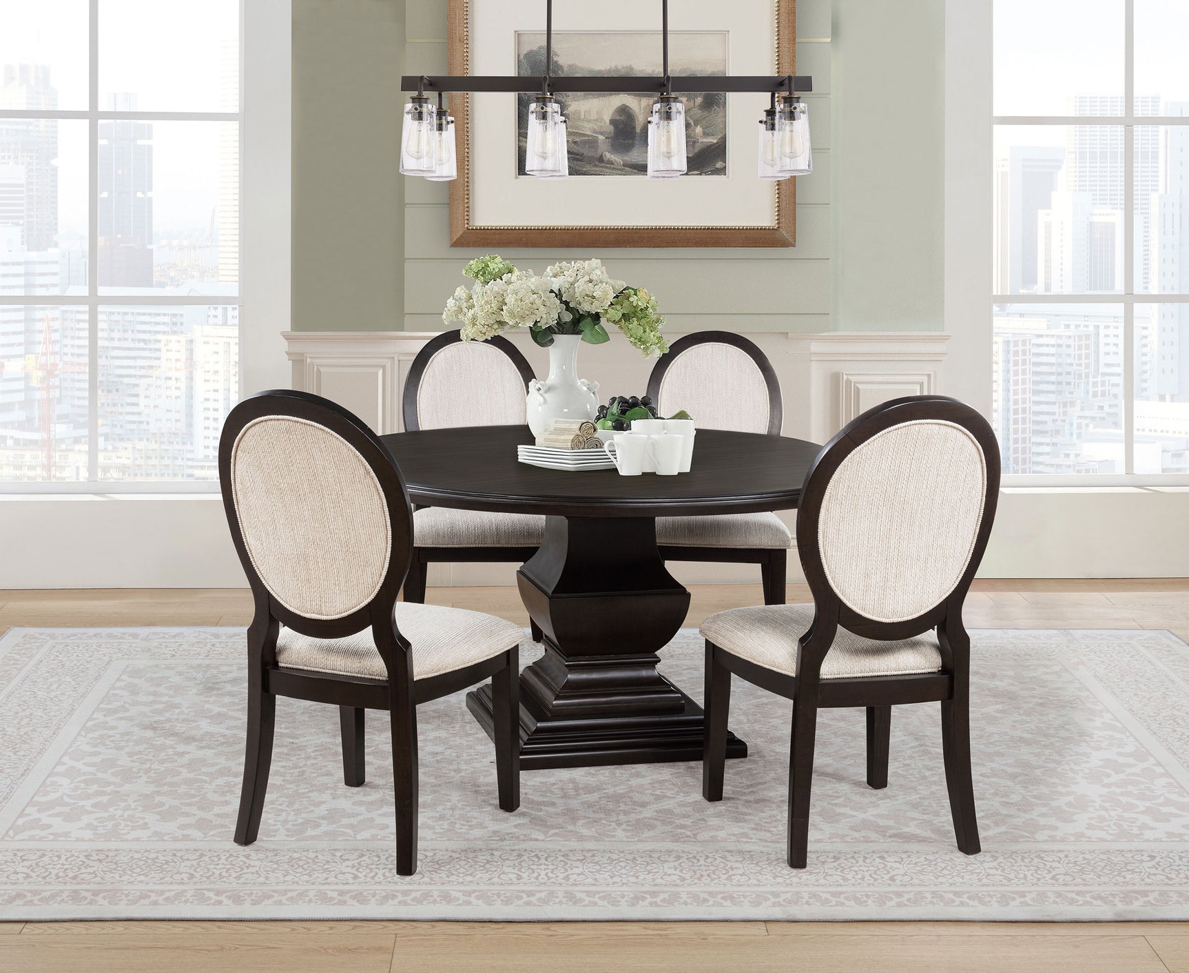 Tampa Furniture Outlet - Coaster - Twyla 5-piece Round Wood Dining Room Table Set Dark Cocoa - 109230-S5