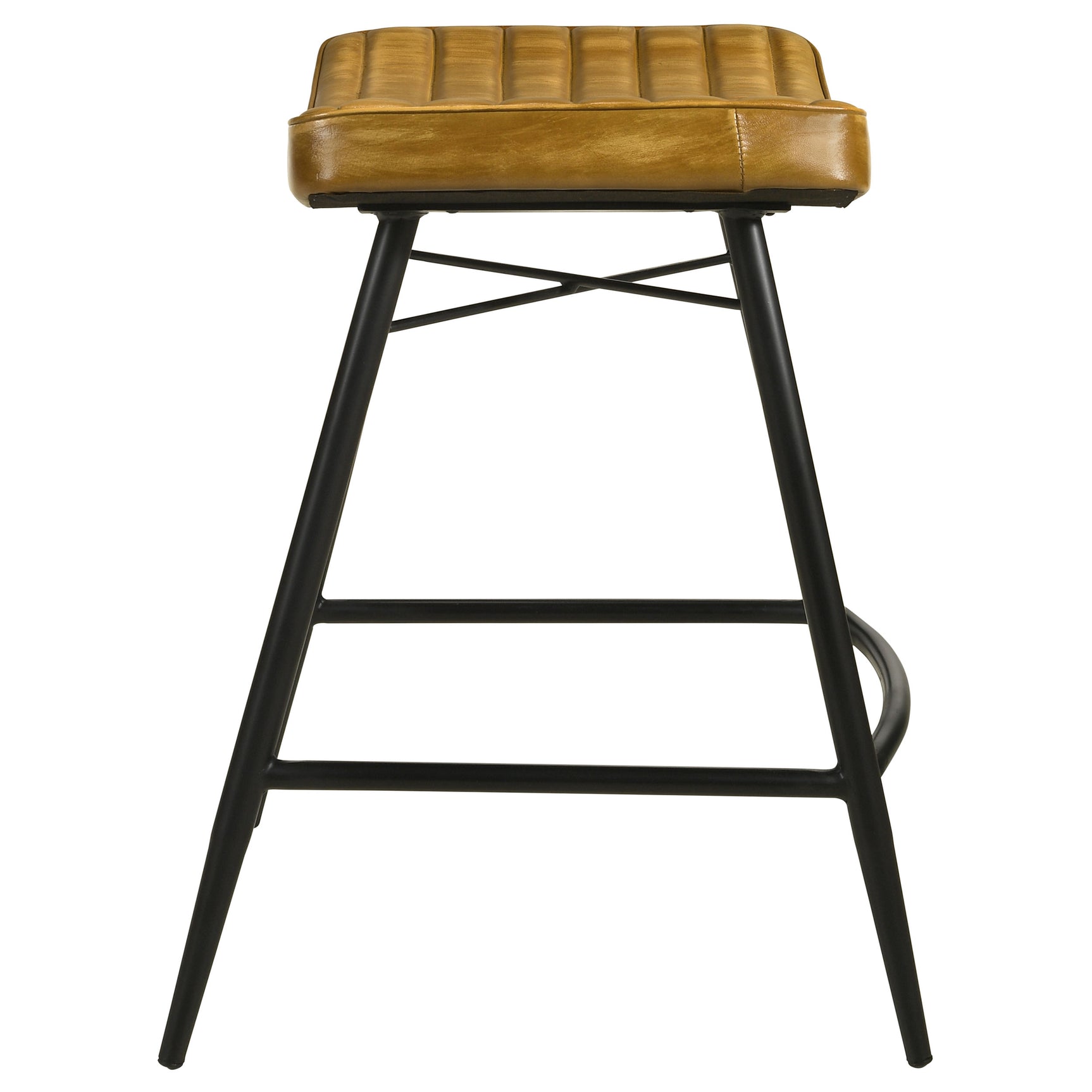 Bayu Leather Upholstered Counter Stool Camel (Set of 2) - Tampa Furniture Outlet