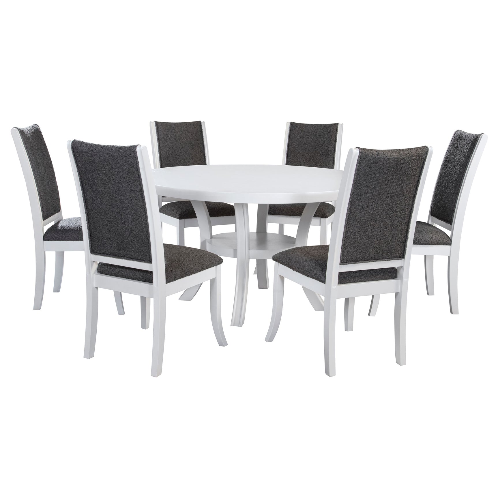 Judd 7-piece 54-inch Round Wood Dining Table Set Pearl White - Tampa Furniture Outlet