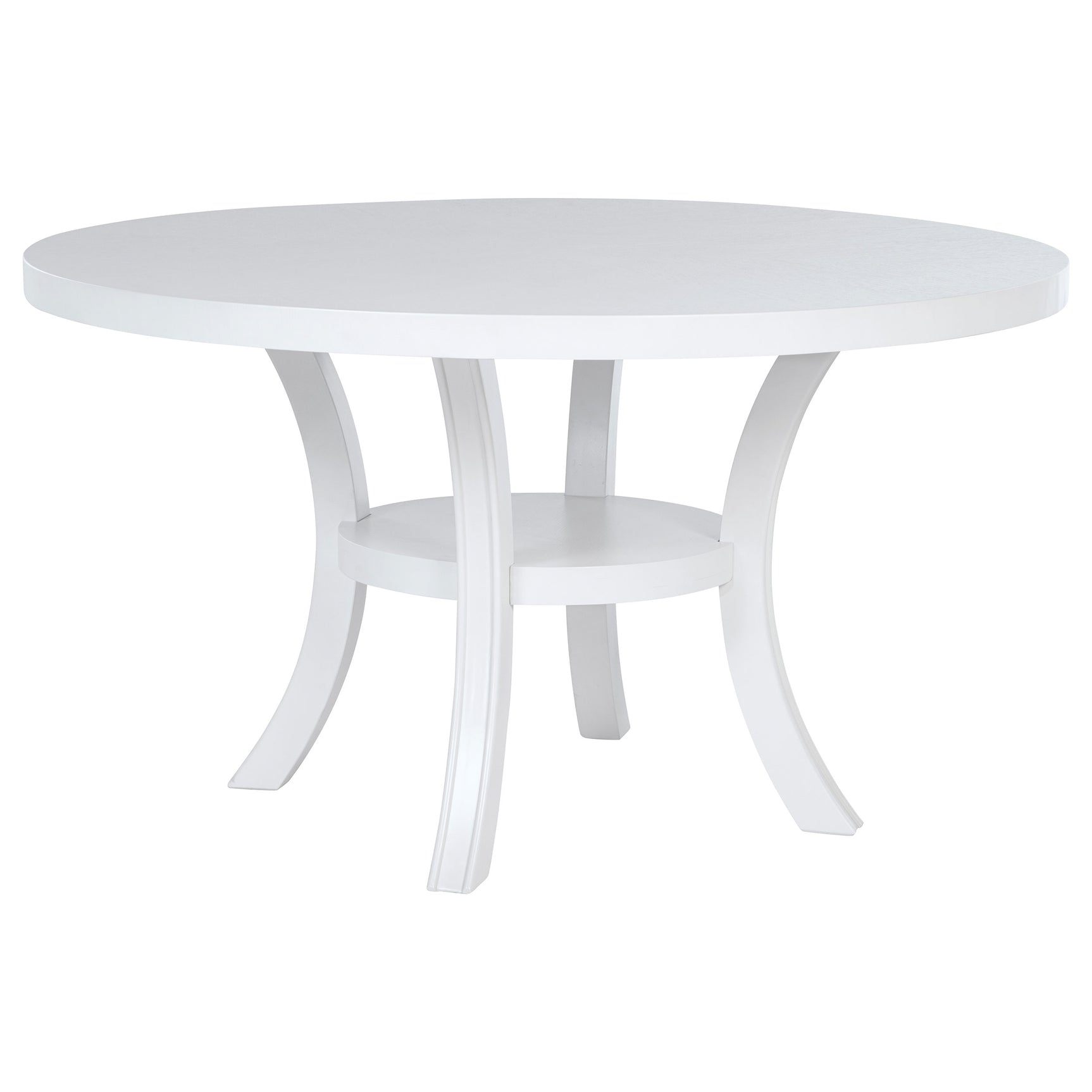 Tampa Furniture Outlet - Coaster - Judd 54-inch Round Dining Wood Table with Shelf Pearl White - 109330