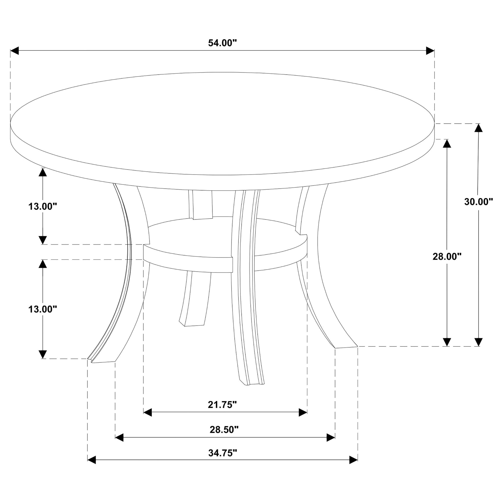Judd 54-inch Round Dining Wood Table with Shelf Pearl White - Tampa Furniture Outlet