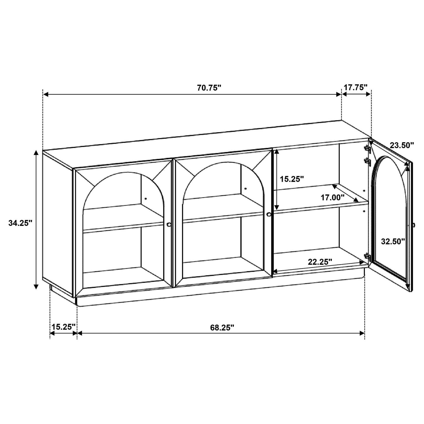 Castlewood 71-inch Dining Sideboard Buffet Server Brown Oak - Tampa Furniture Outlet