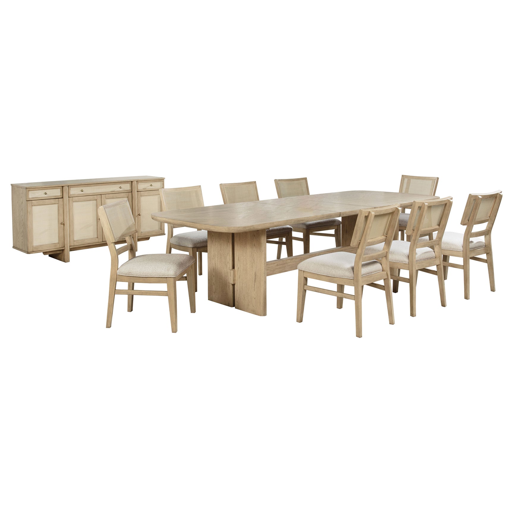 Kailani 10-piece Wood Dining Set with Sideboard Beige Oak - Tampa Furniture Outlet