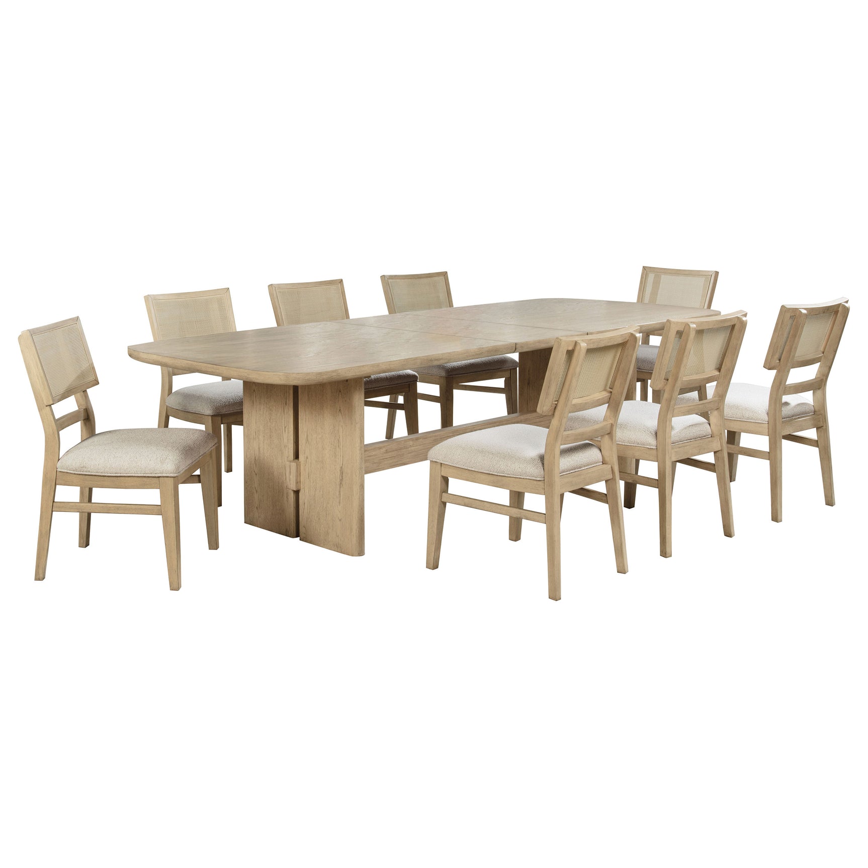 Kailani 9-piece Rectangular Wood Dining Table Set Beige Oak - Tampa Furniture Outlet