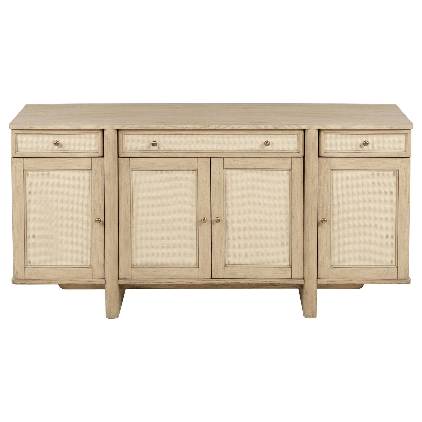 Kailani 4-door Cane Sideboard Buffet Cabinet Beige Oak - Tampa Furniture Outlet