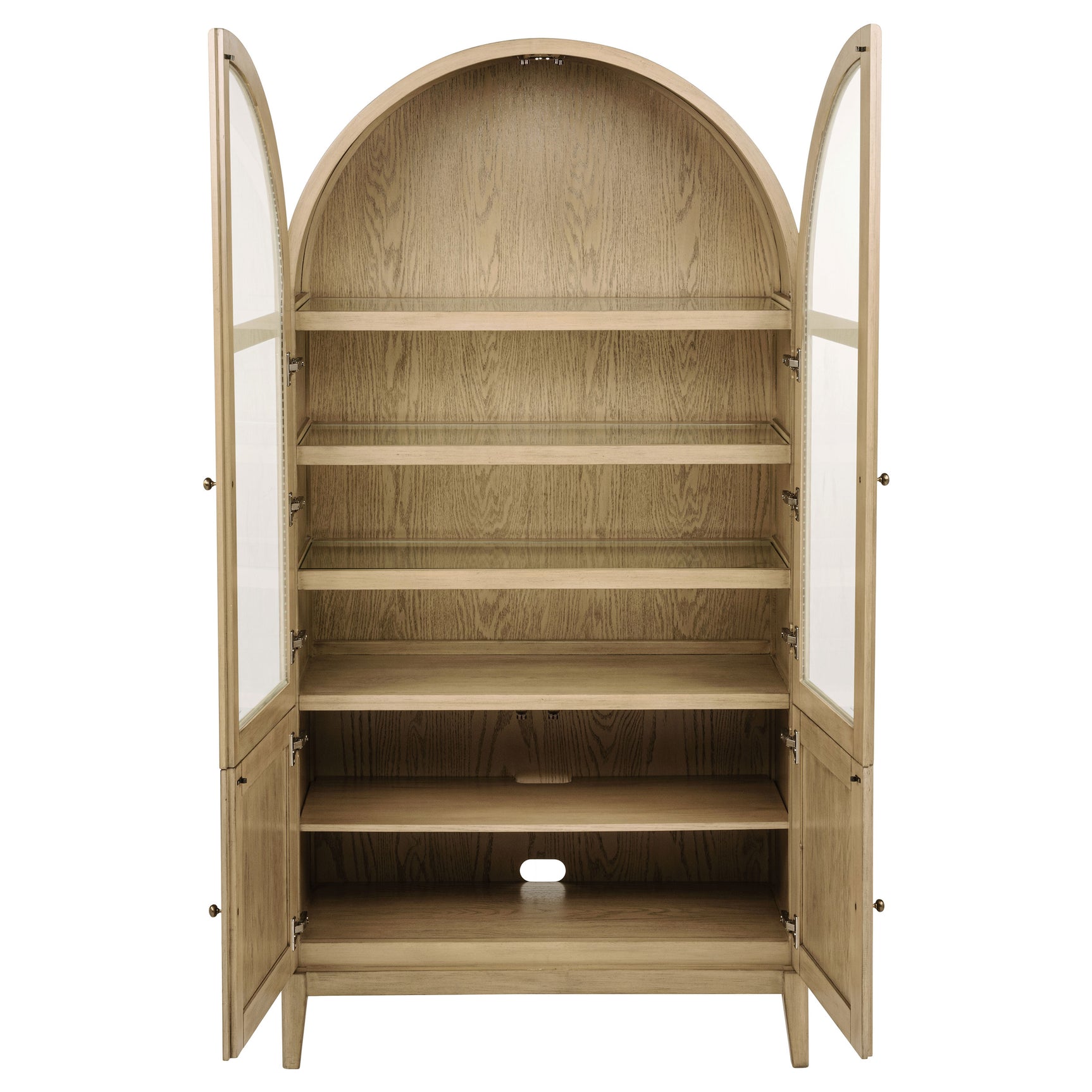 Kailani 4-Door Cane Dining Vitrine Display Cabinet Beige Oak - Tampa Furniture Outlet