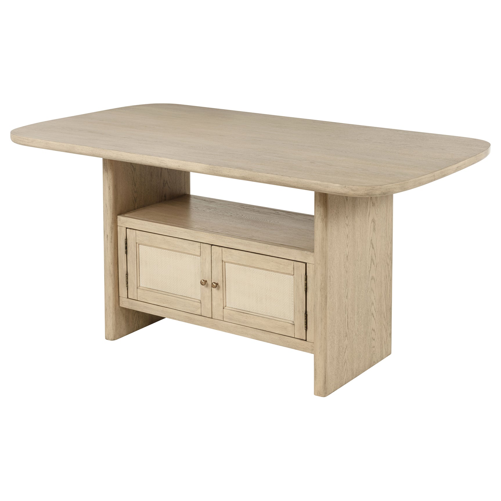 Kailani Cane Counter Height Storage Dining Table Beige Oak - Tampa Furniture Outlet