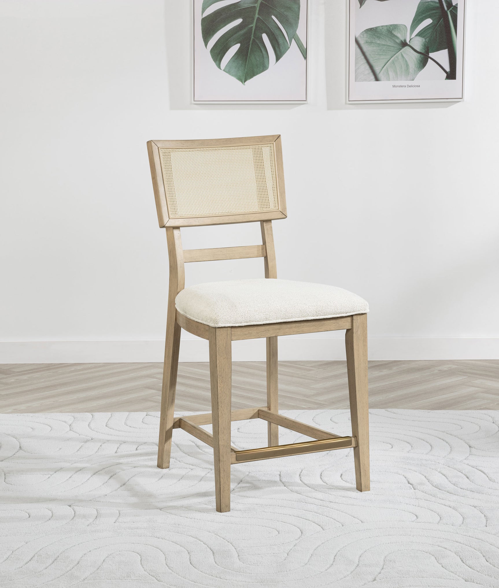 Kailani Rattan Cane Counter Side Chair Beige Oak (Set of 2) - Tampa Furniture Outlet