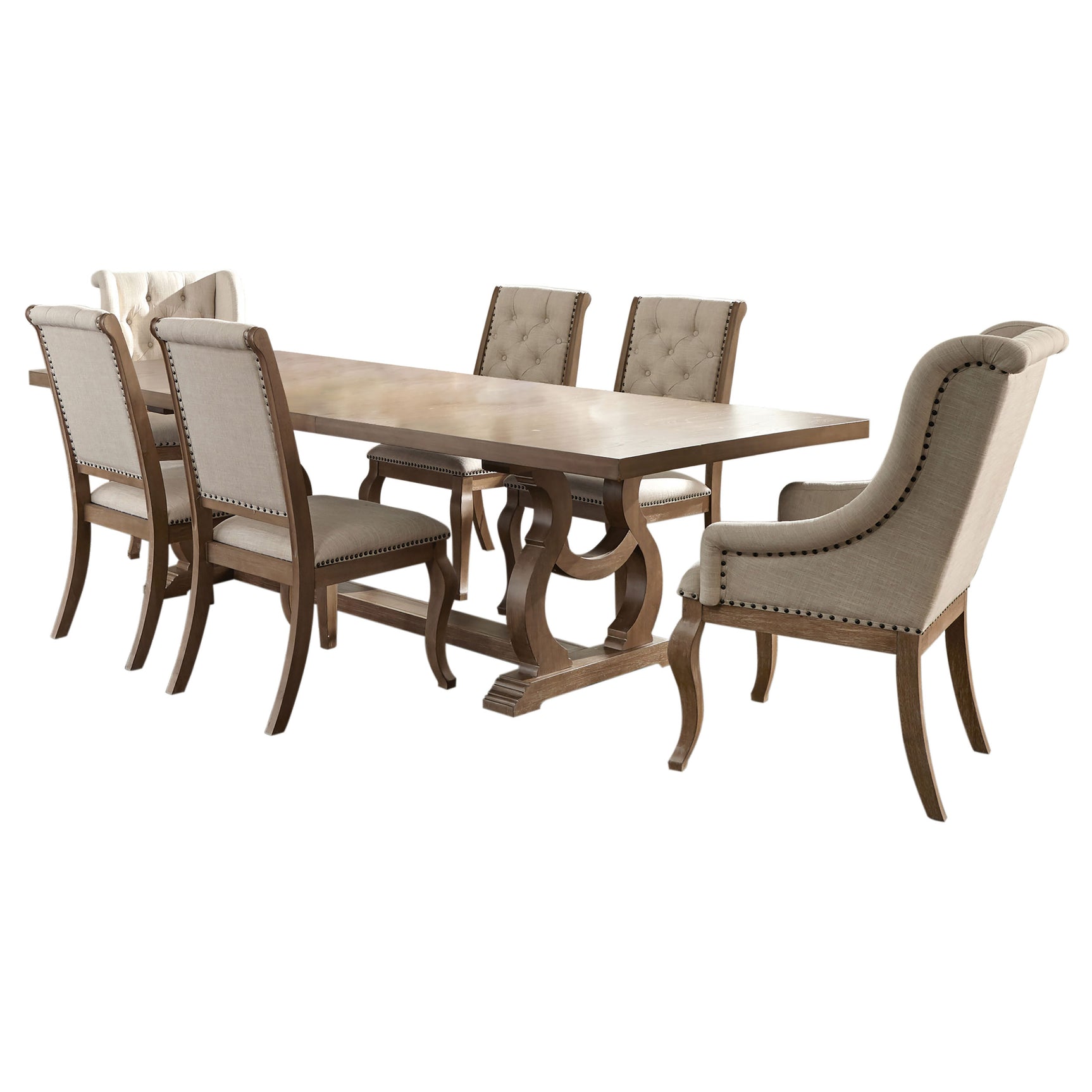 Brockway 7-piece Extension Leaf Dining Set Barley Brown - Tampa Furniture Outlet