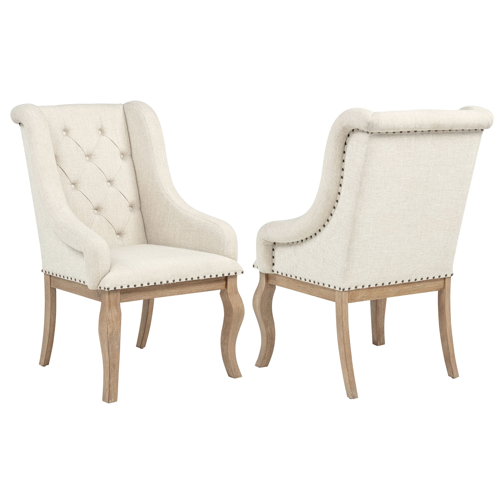Tampa Furniture Outlet - Coaster - Brockway Upholstered Arm Chair Barley Brown (Set of 2) - 110293