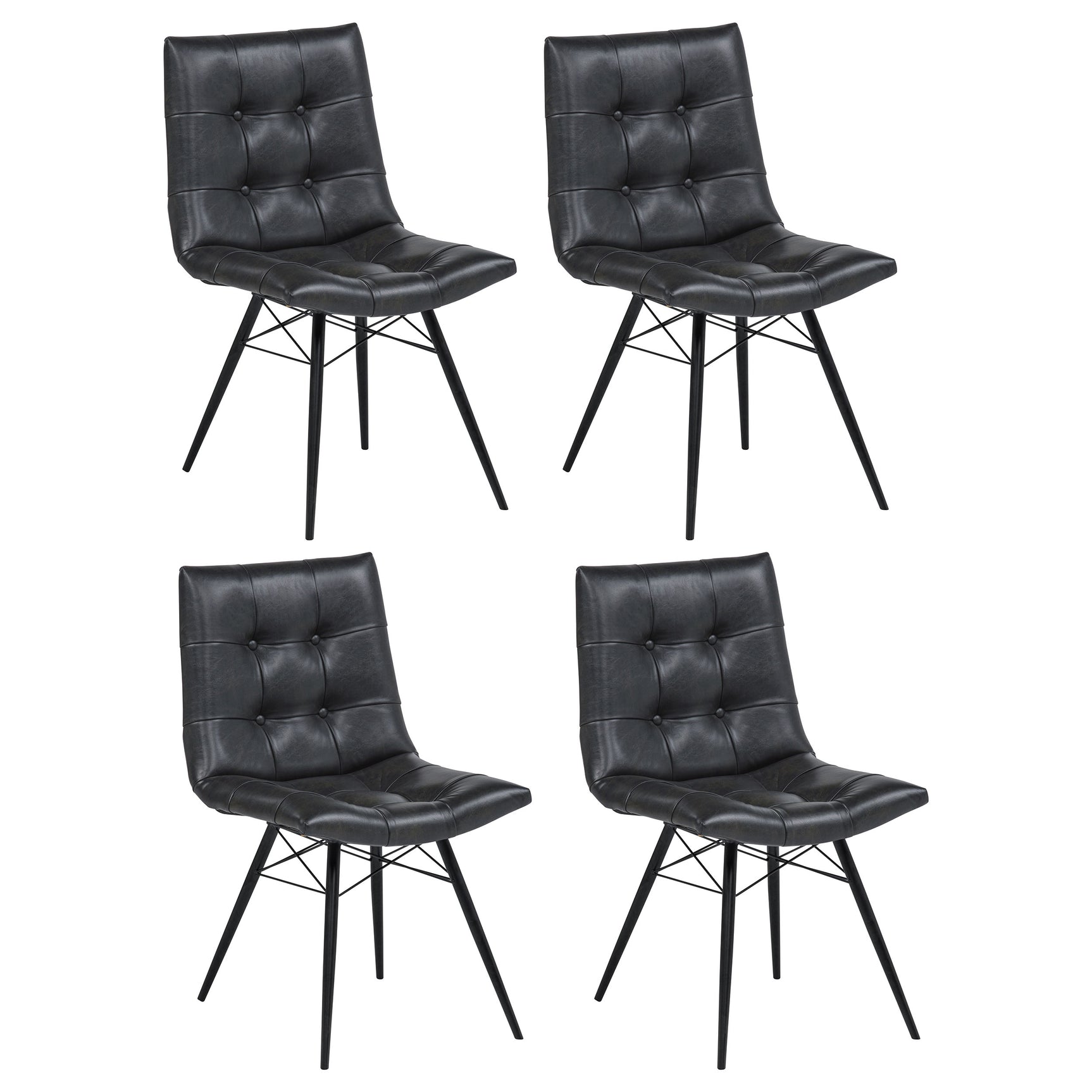 Tampa Furniture Outlet - Coaster - Aiken Faux Leather Upholstered Dining Side Chair Charcoal Grey (Set of 4) - 110302