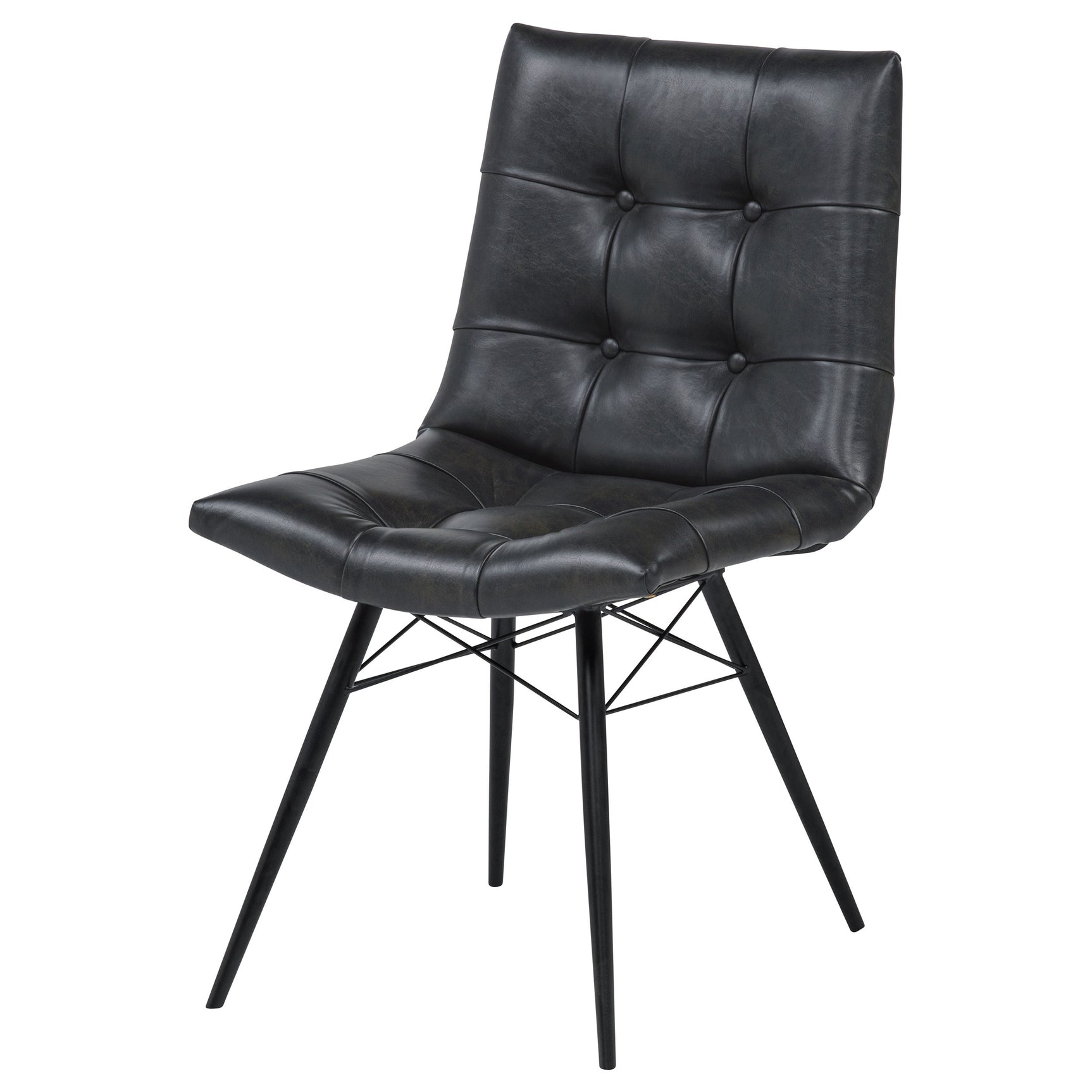 Aiken Faux Leather Upholstered Dining Side Chair Charcoal Grey (Set of 4) - Tampa Furniture Outlet