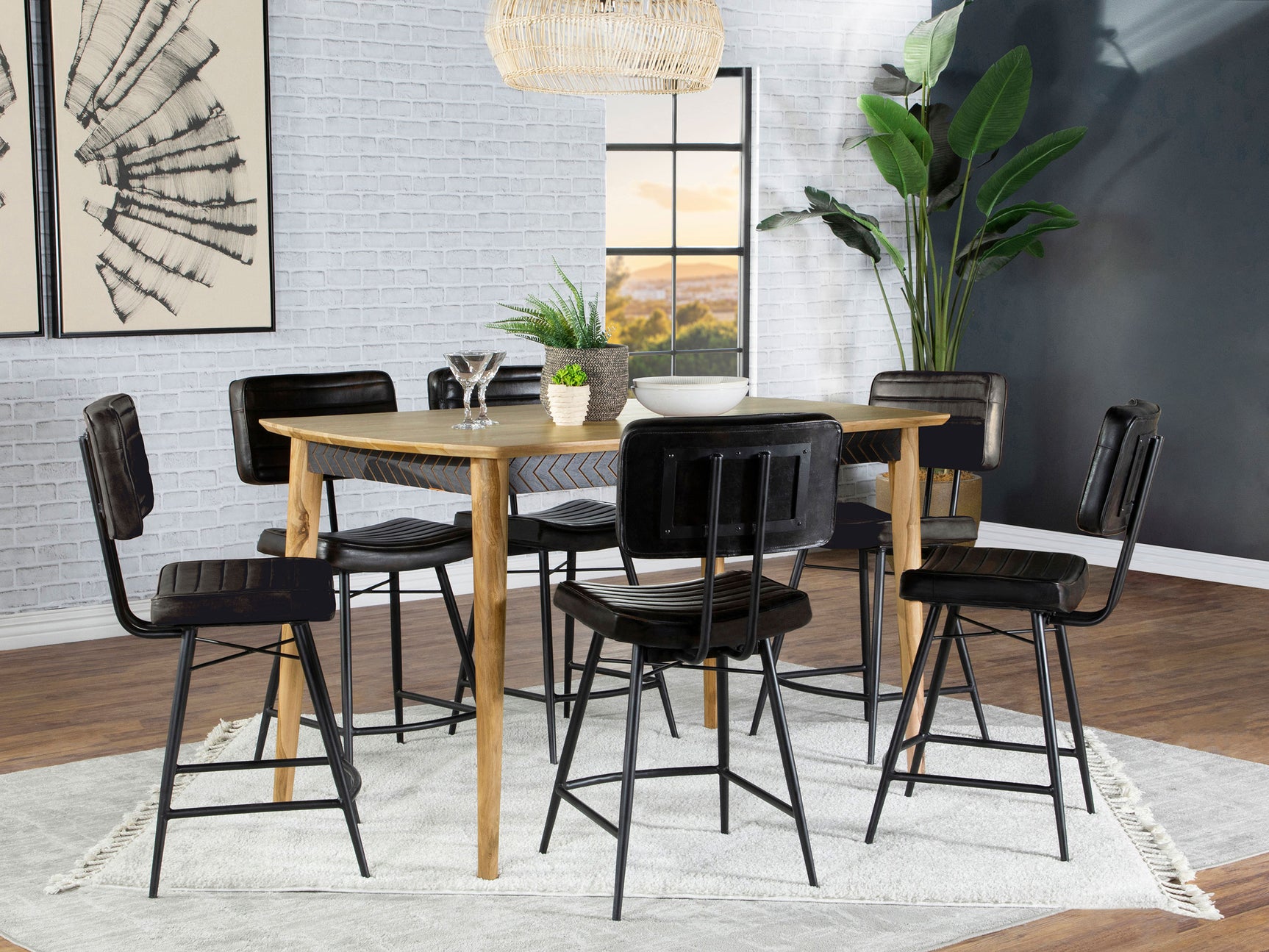 Tampa Furniture Outlet - Coaster - Partridge 7-piece Counter Dining Set Sheesham and Espresso - 110578-S7E