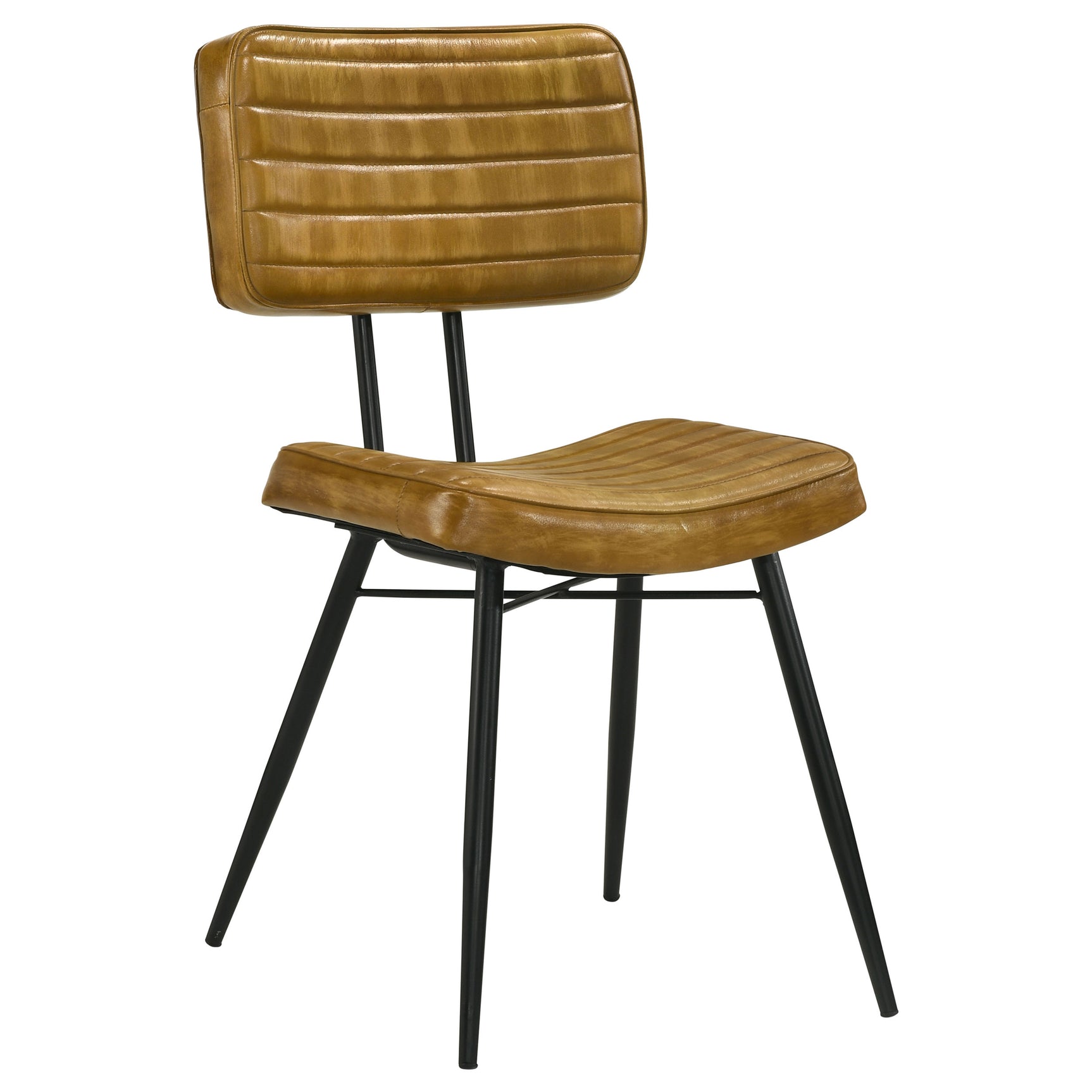 Tampa Furniture Outlet - Coaster - Misty Leather Upholstered Dining Side Chair Camel (Set of 2) - 110642