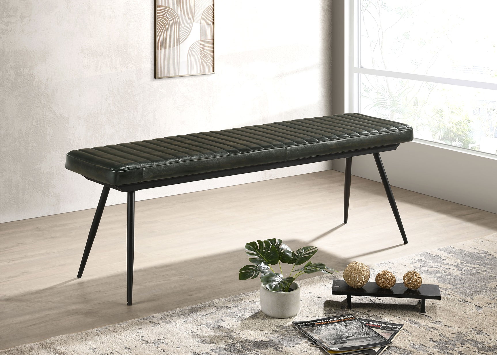 Tampa Furniture Outlet - Coaster - Misty Leather Upholstered Dining Bench Antique Espresso - 110653