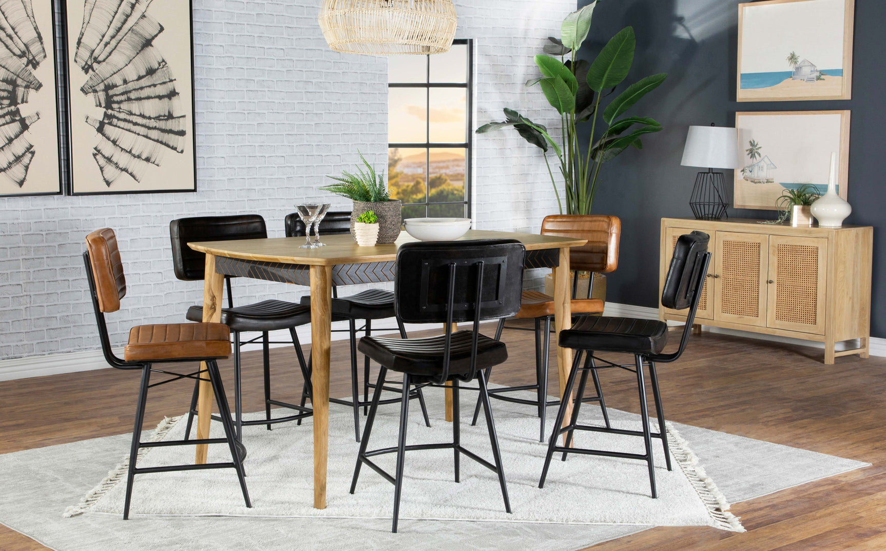 Partridge Leather Counter Chair Antique Espresso (Set of 2) - Tampa Furniture Outlet