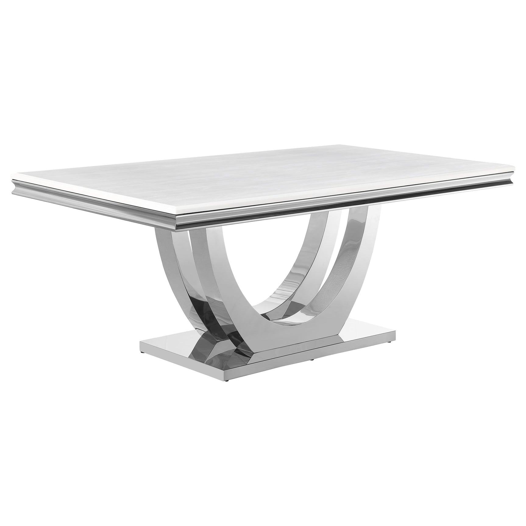Tampa Furniture Outlet - Coaster - Kerwin Rectangular 71-inch Stone Top Dining Table White - 111101
