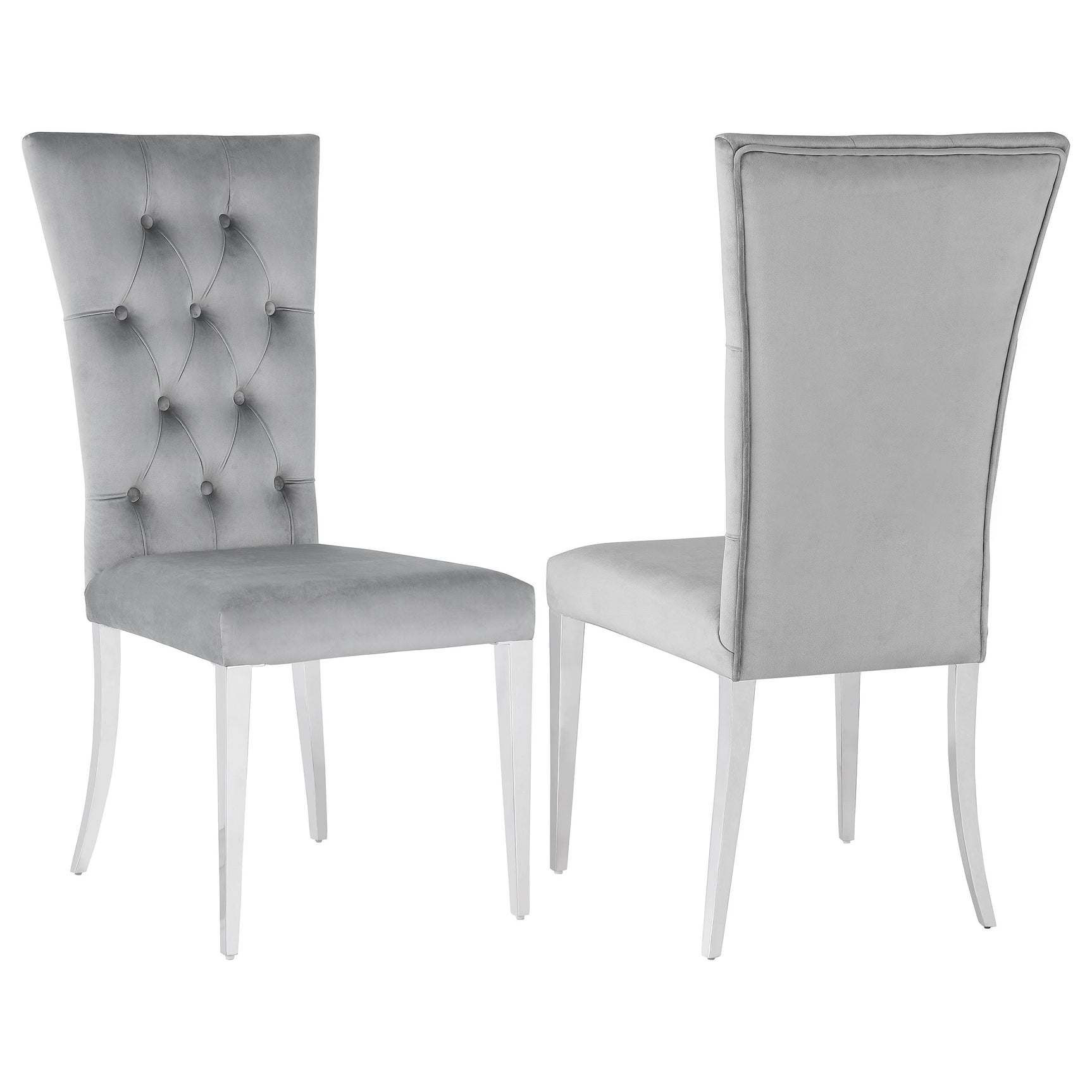 Tampa Furniture Outlet - Coaster - Kerwin Velvet Upholstered Dining Side Chair Grey (Set of 2) - 111103