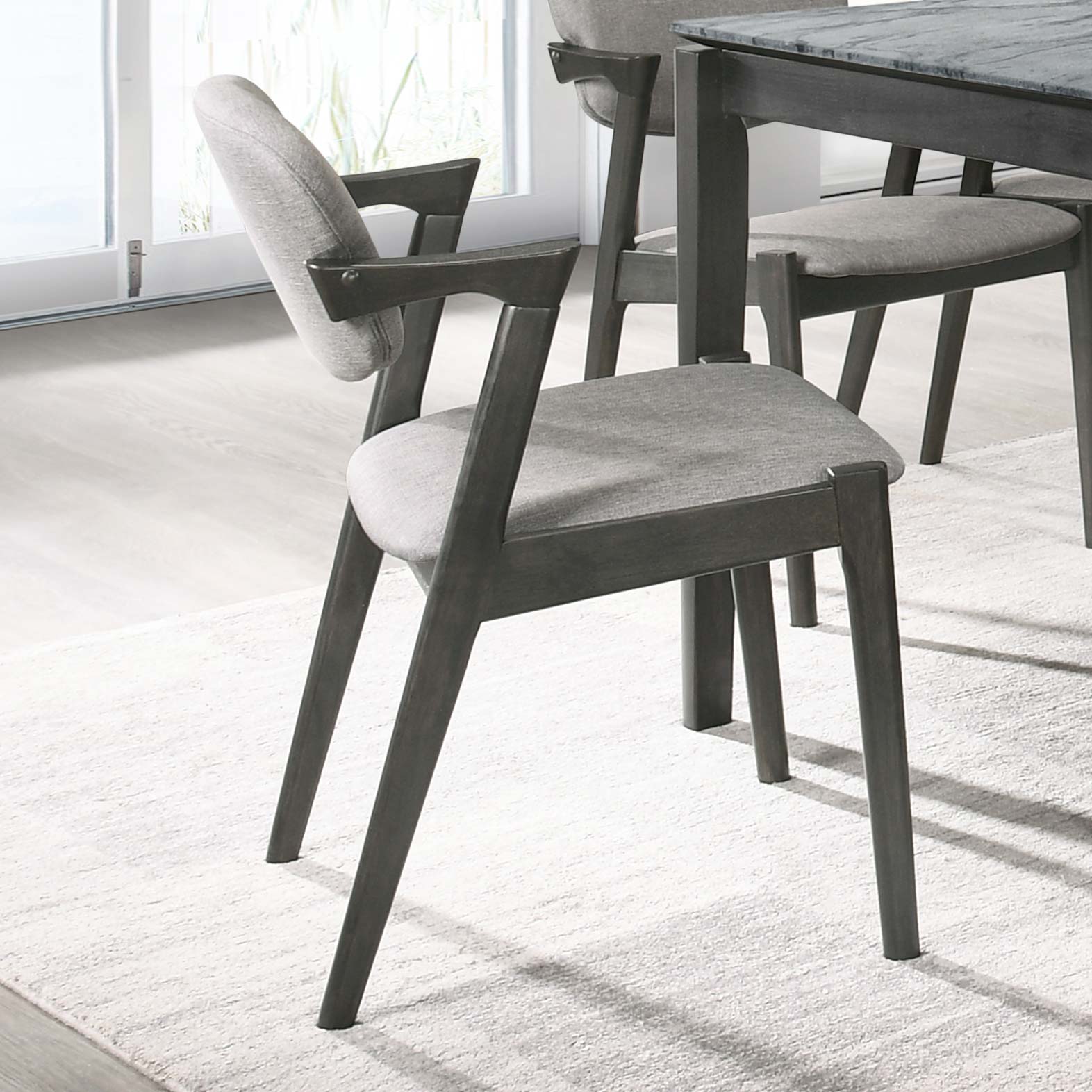 Stevie Padded Wood Dining Arm Chair Black (Set of 2) - Tampa Furniture Outlet