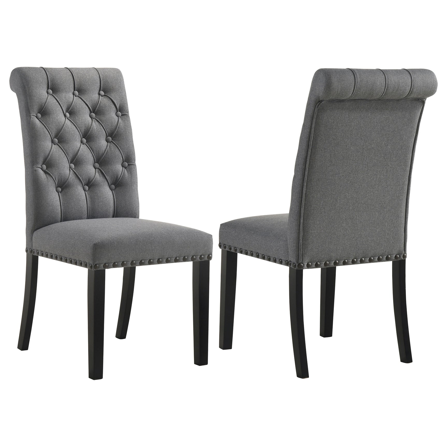 Tampa Furniture Outlet - Coaster - Alana Fabric Upholstered Dining Side Chair Grey (Set of 2) - 115162