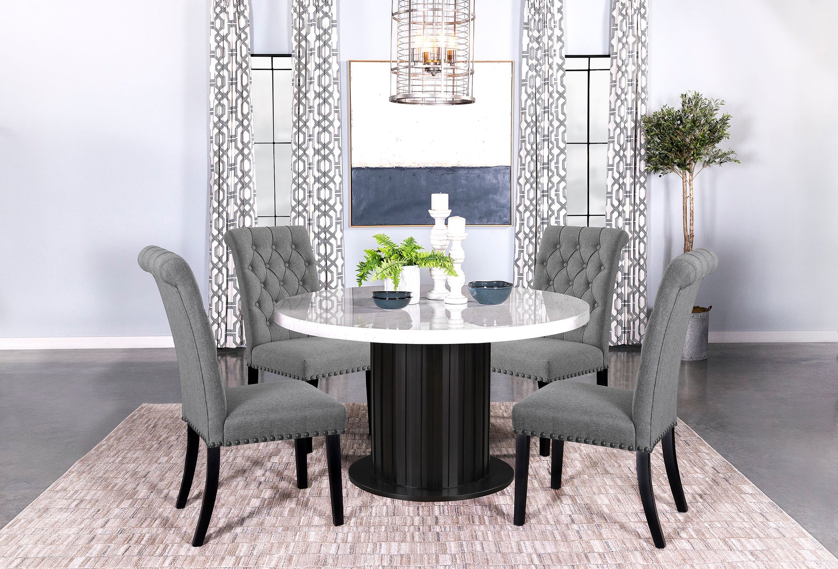Alana Fabric Upholstered Dining Side Chair Grey (Set of 2) - Tampa Furniture Outlet