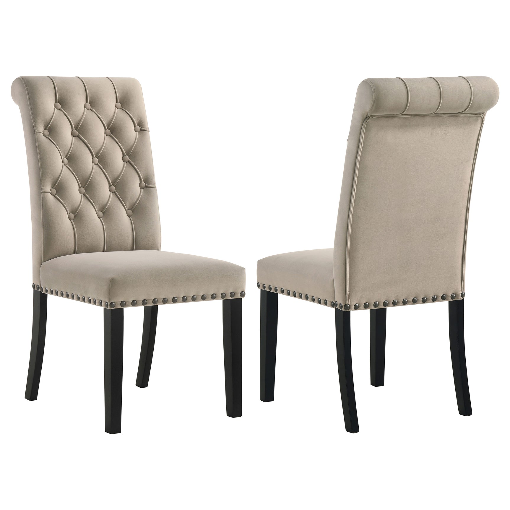 Tampa Furniture Outlet - Coaster - Alana Velvet Upholstered Dining Side Chair Sand (Set of 2) - 115182