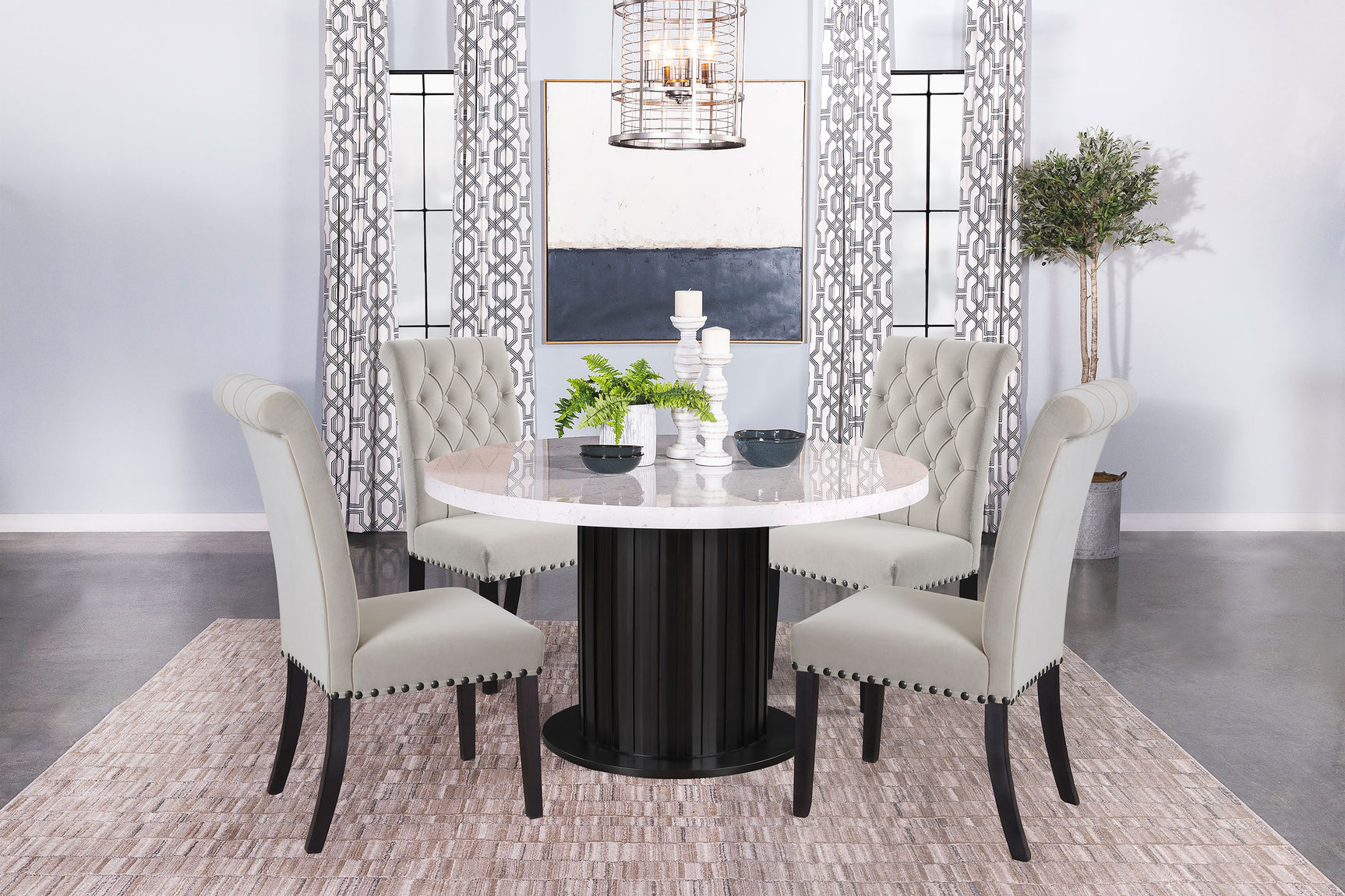 Alana Velvet Upholstered Dining Side Chair Sand (Set of 2) - Tampa Furniture Outlet