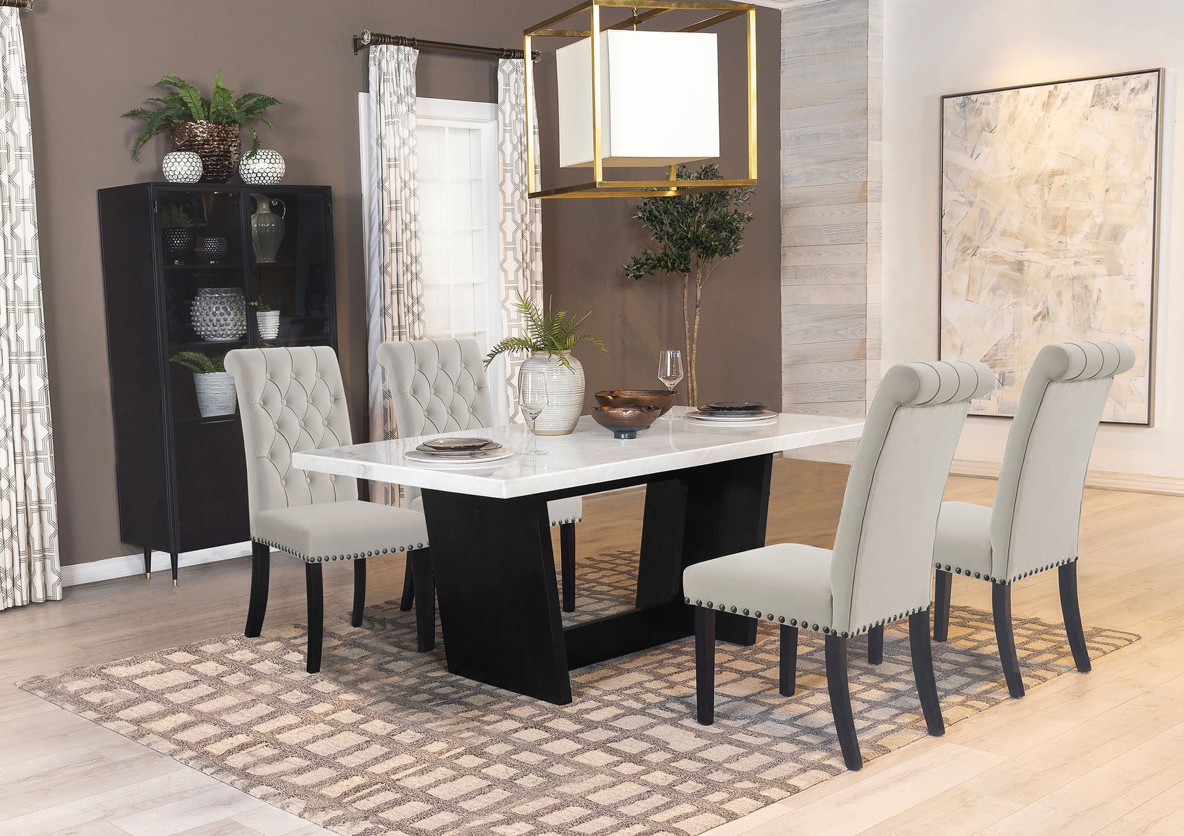 Alana Velvet Upholstered Dining Side Chair Sand (Set of 2) - Tampa Furniture Outlet