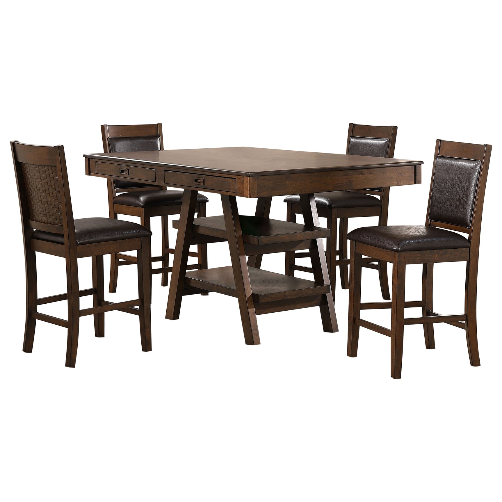 Dewey 5-piece Rectangular Dining Table Set Walnut - Tampa Furniture Outlet