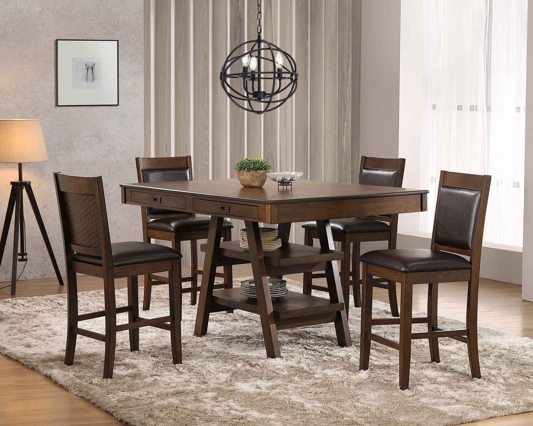 Dewey Rectangular 60-inch Counter Height Dining Table Walnut - Tampa Furniture Outlet
