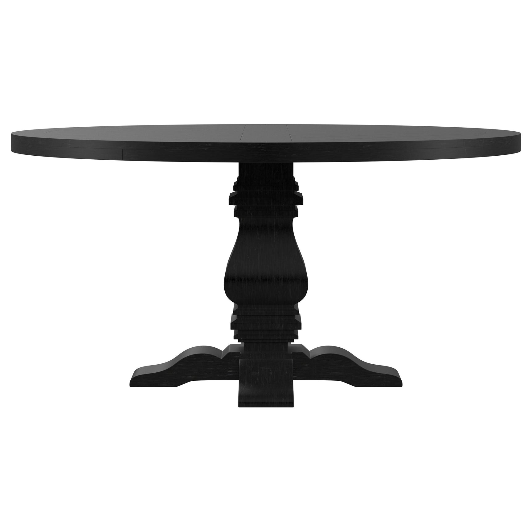 Florence Round 60-inch Pedestal Base Dining Table Black - Tampa Furniture Outlet