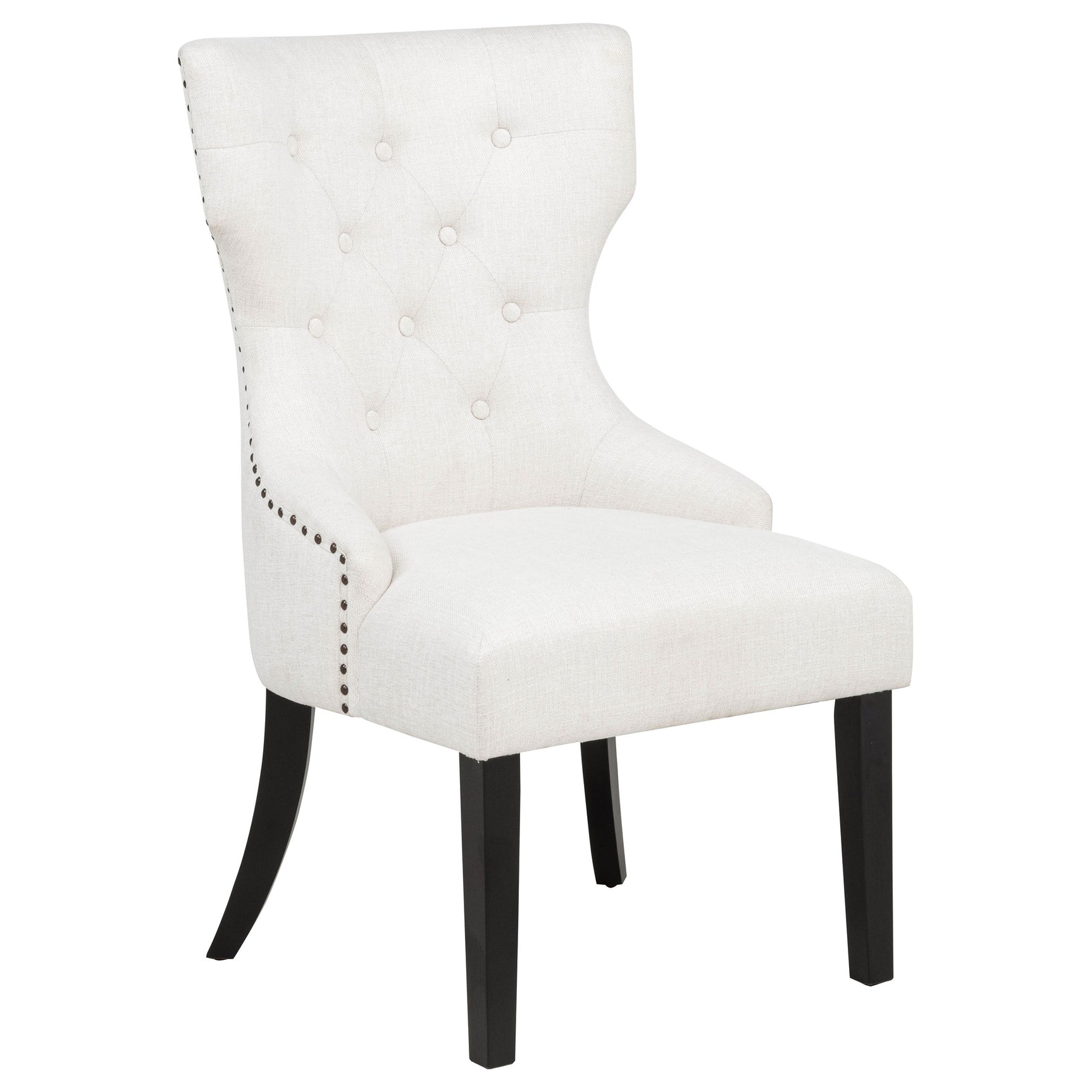 Tampa Furniture Outlet - Coaster - Baney Fabric Upholstered Dining Side Chair Cream and Black - 115572