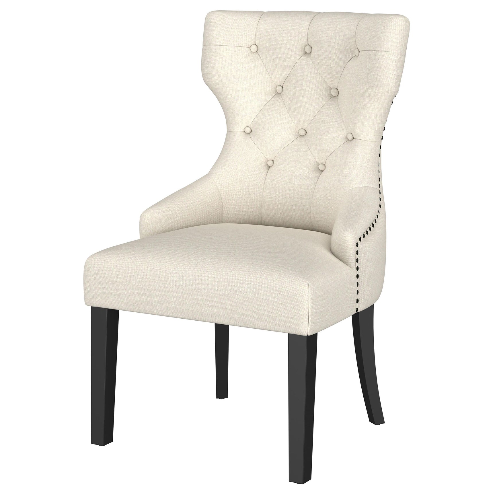 Baney Fabric Upholstered Dining Side Chair Cream and Black - Tampa Furniture Outlet