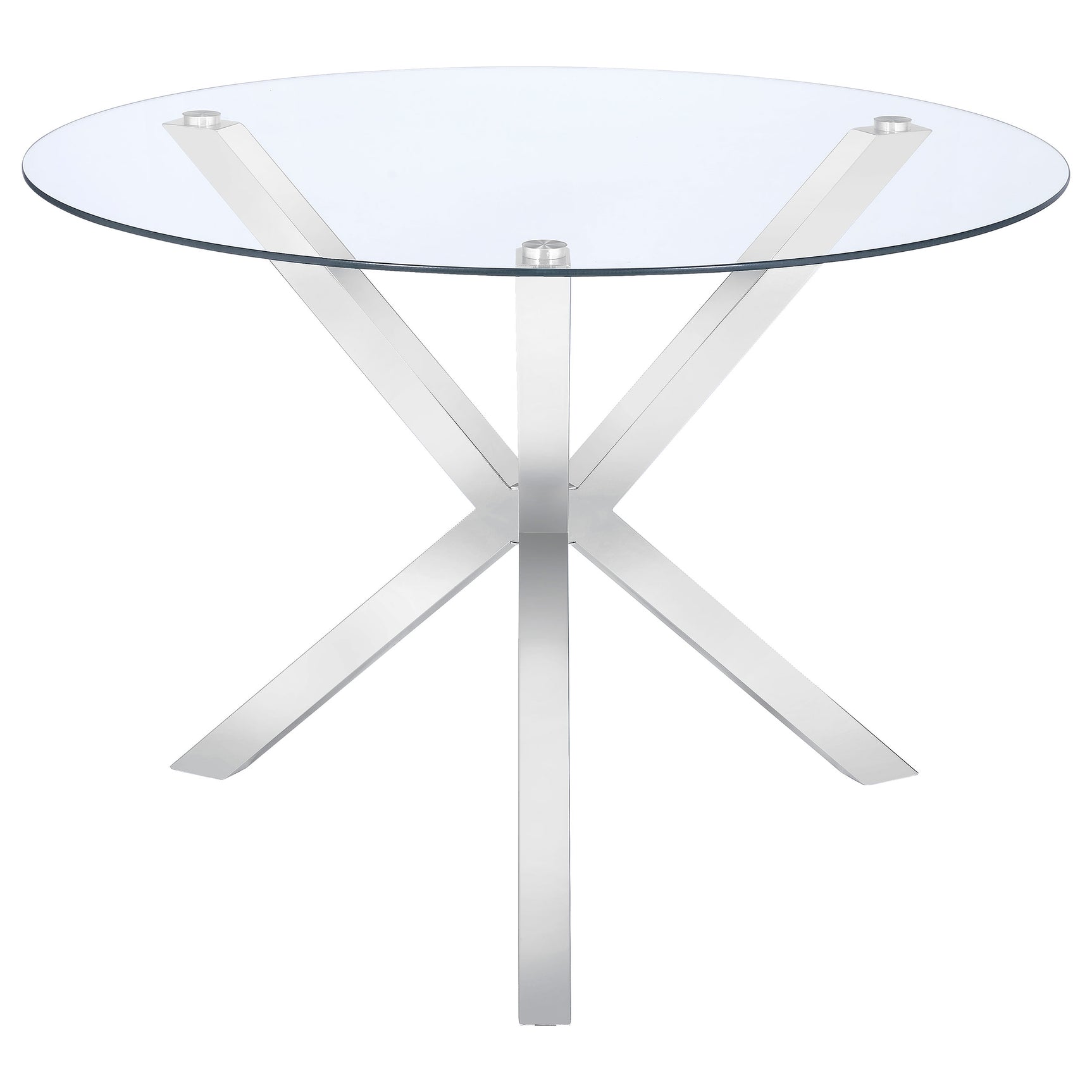 Tampa Furniture Outlet - Coaster - Vance Round 41-inch Glass Top Asterisk Dining Table Chrome - 120760