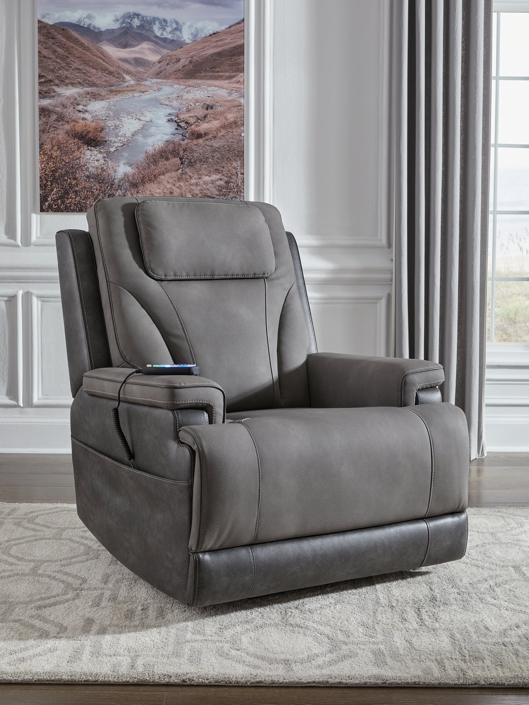 Tampa Furniture Outlet - Ashley Furniture - 4Z-Peaceful Pause Living Room - Power Lift Recliner / Slate - PC1210412