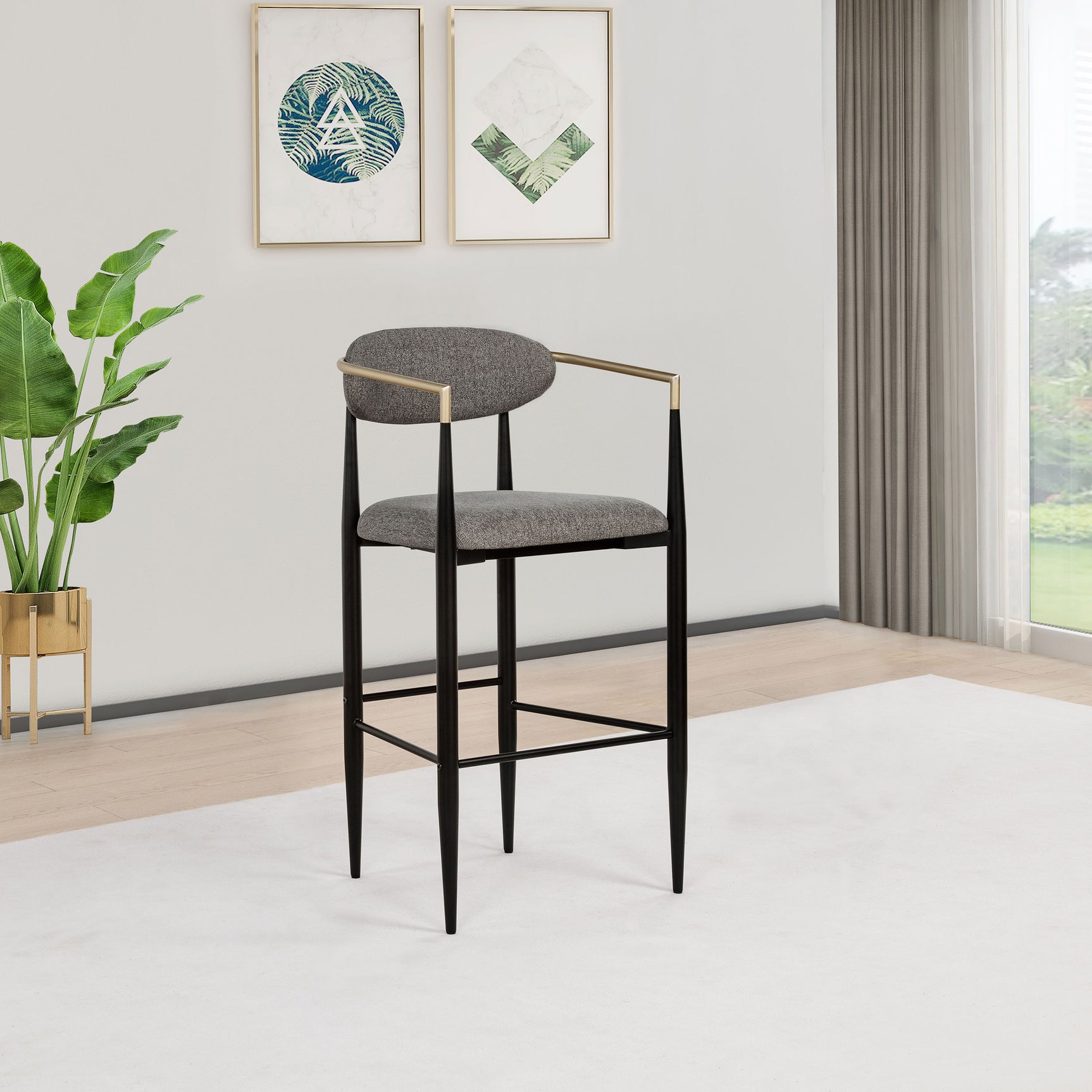 Tina Fabric Upholstered Bar Chair Dark Grey (Set of 2) - Tampa Furniture Outlet