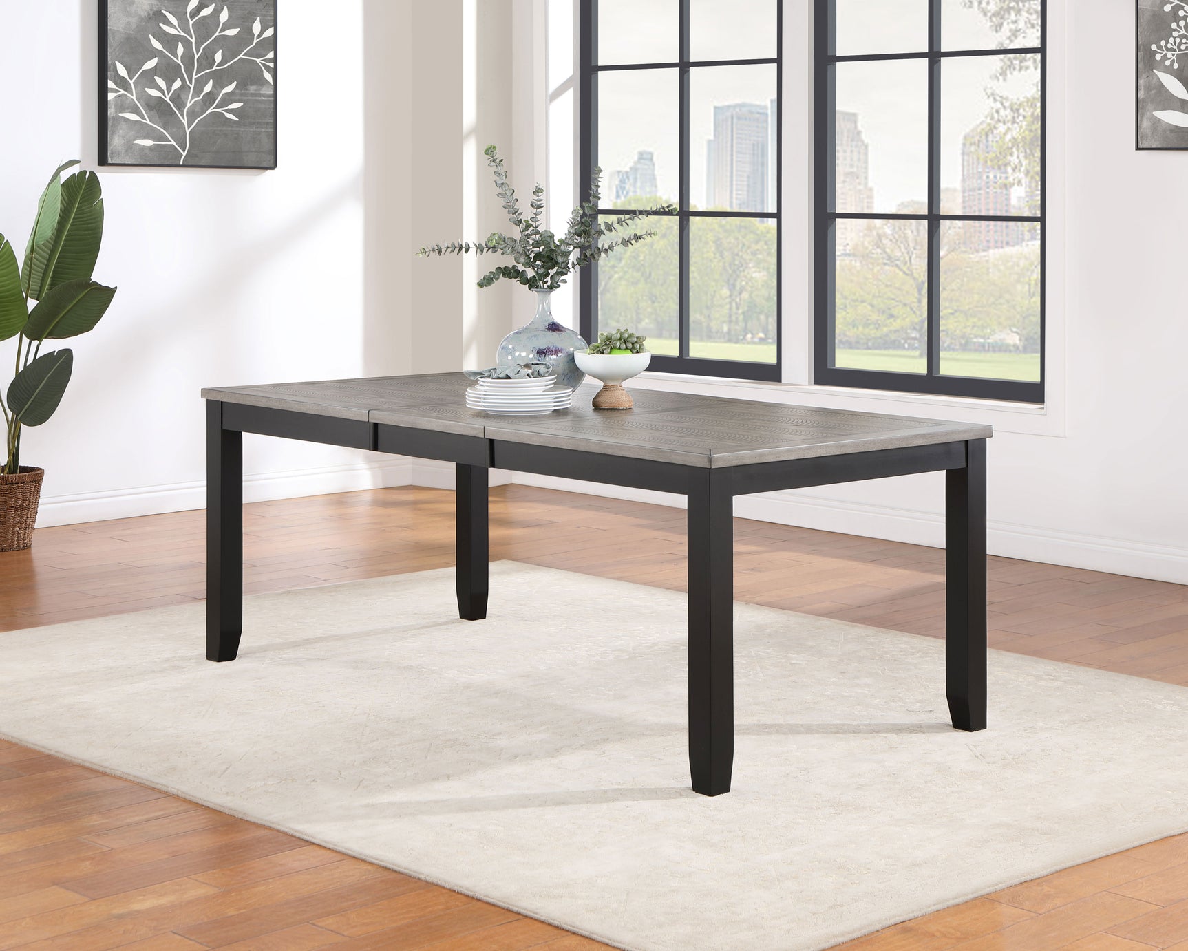 Elodie Rectangular 78-inch Extension Leaf Dining Table Black - Tampa Furniture Outlet