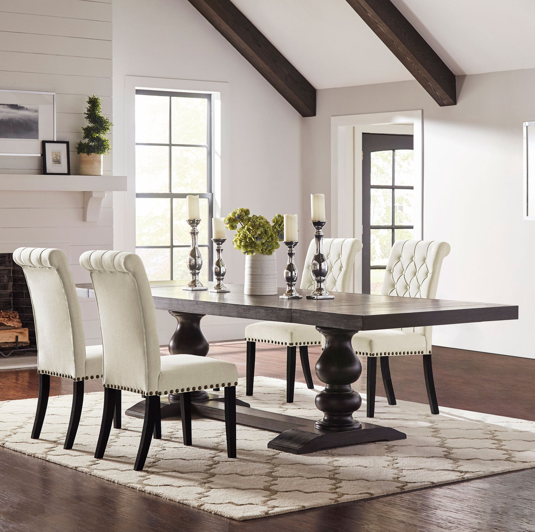Tampa Furniture Outlet - Coaster - Phelps 5-piece Rectangular Dining Table Set Distressed Noir - 121231-S5