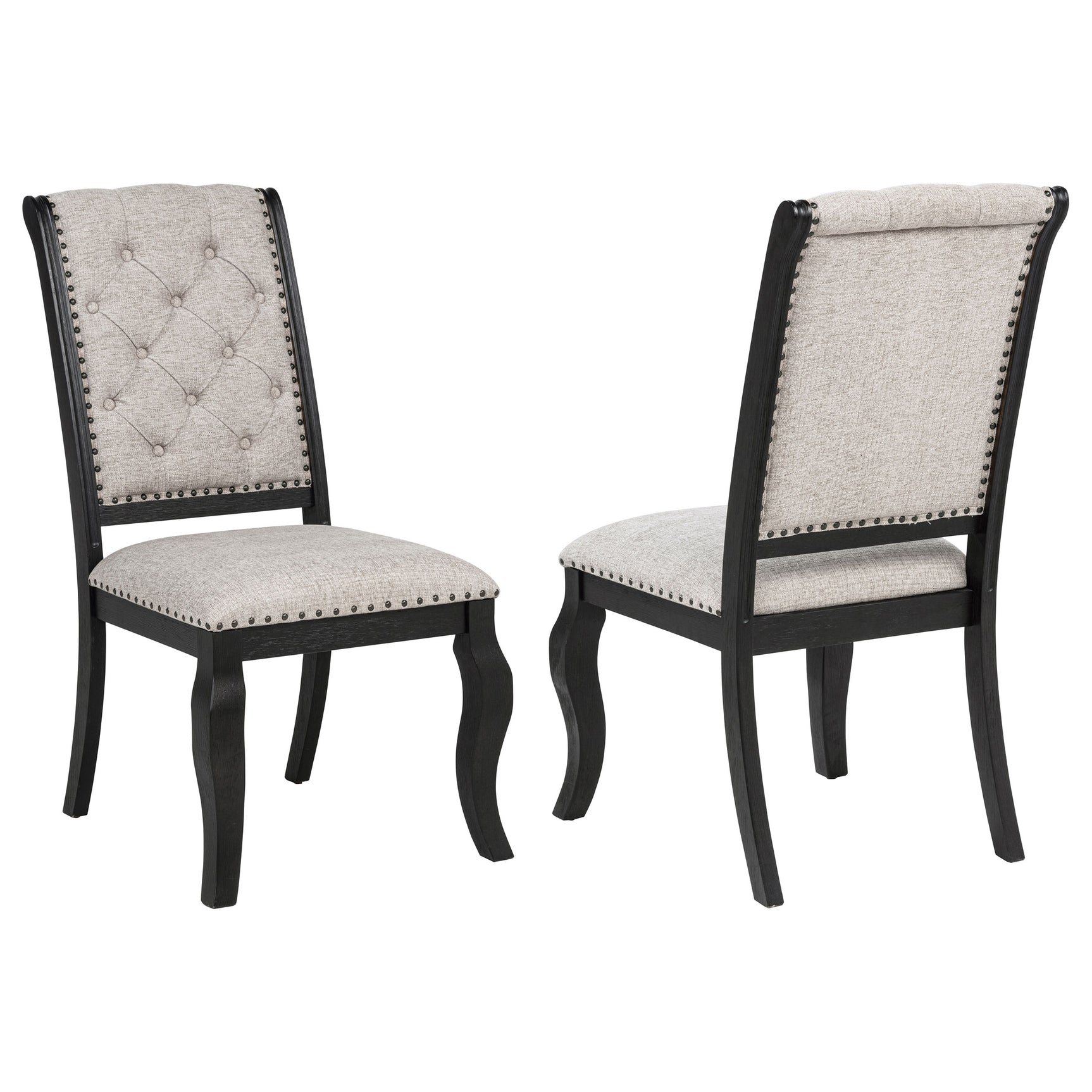 Tampa Furniture Outlet - Coaster - Phelps Upholstered Dining Side Chair Tan Distressed Noir (Set of 2) - 121232