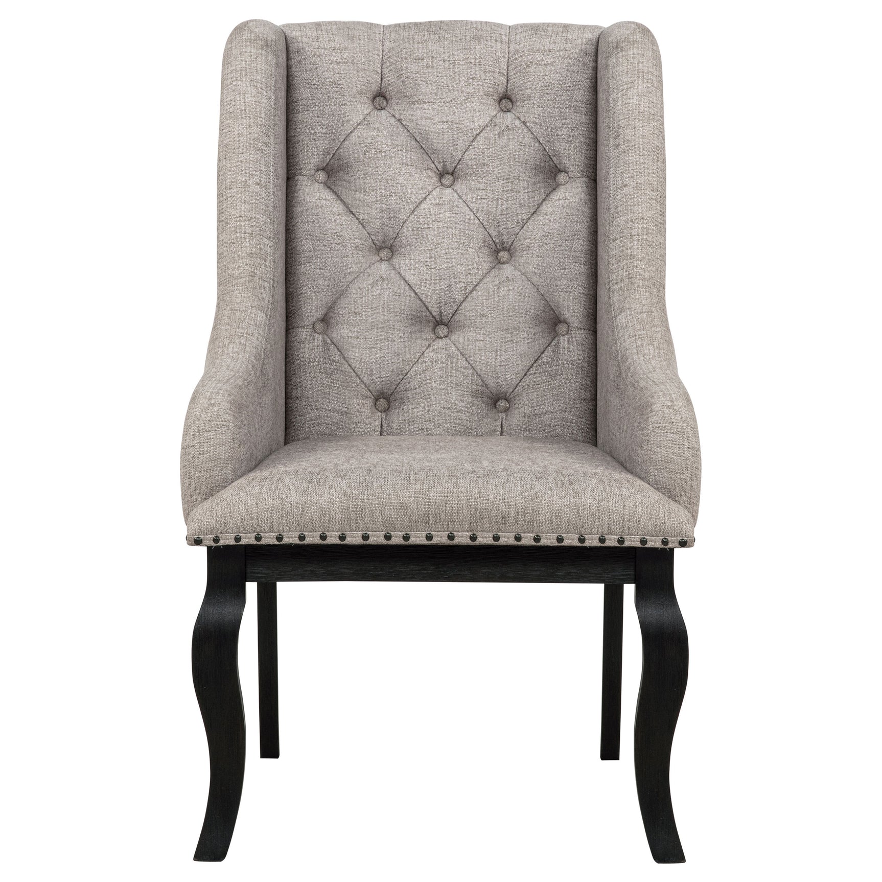 Phelps Upholstered Dining Arm Chair Tan Distressed Noir (Set of 2)