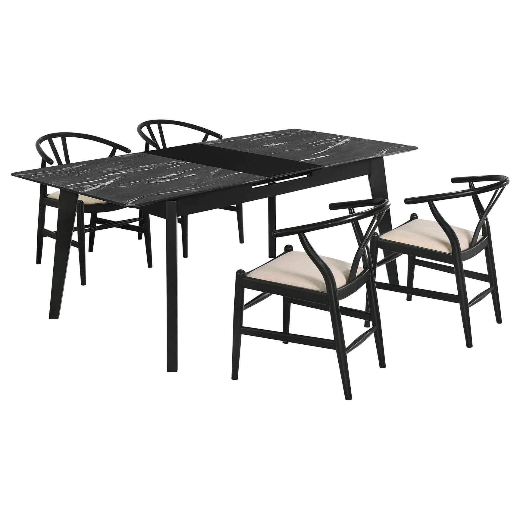 Crestmont 5-piece Extension Leaf Dining Table Set Black - Tampa Furniture Outlet