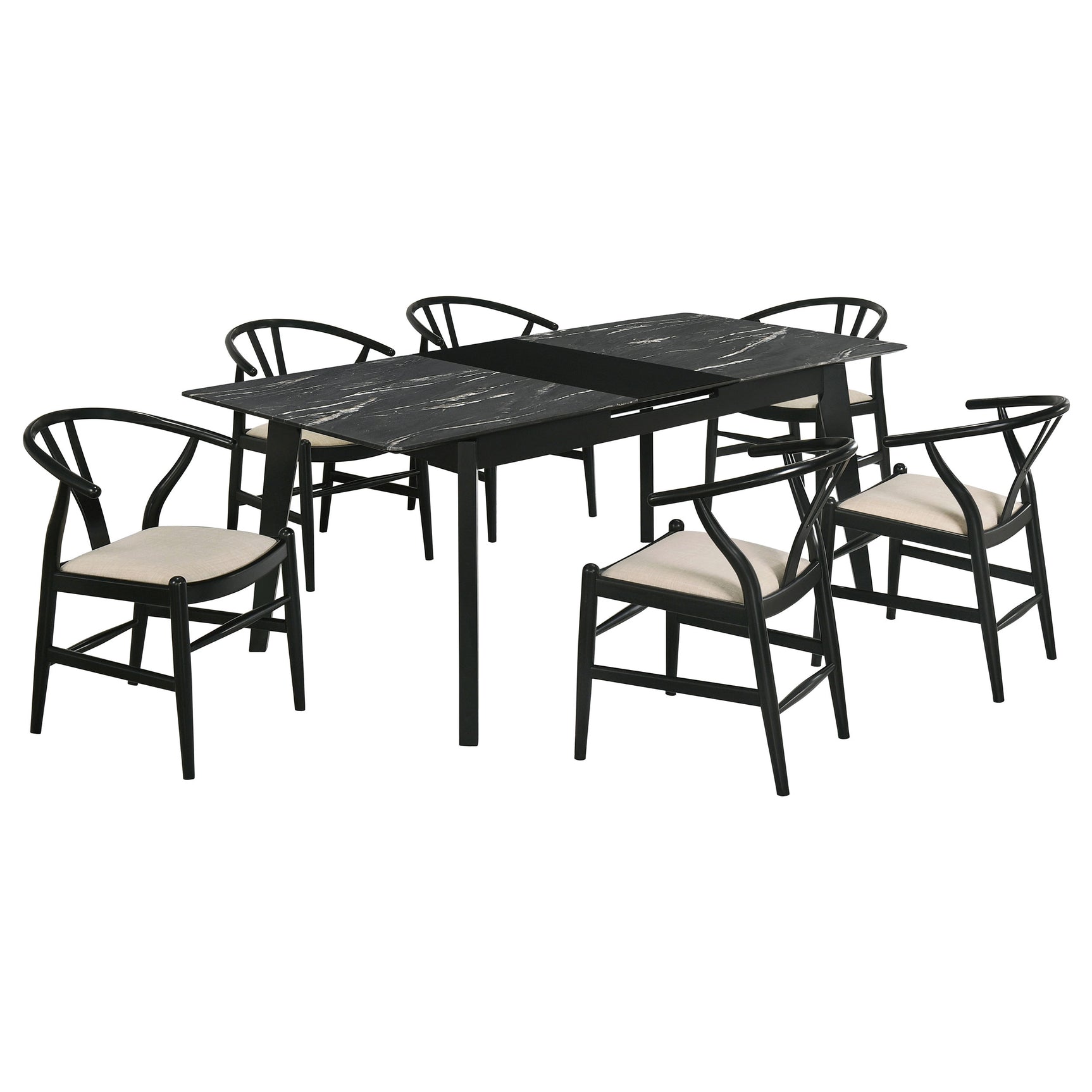 Crestmont 7-piece Extension Leaf Dining Table Set Black - Tampa Furniture Outlet