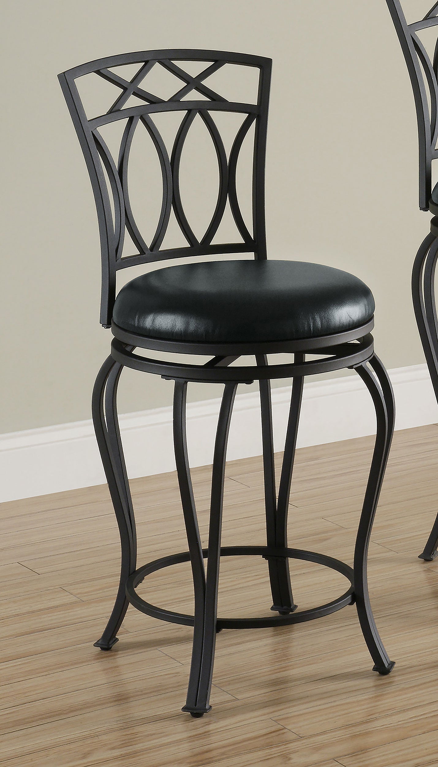 Adamsville Upholstered Swivel Counter Height Stool Black - Tampa Furniture Outlet