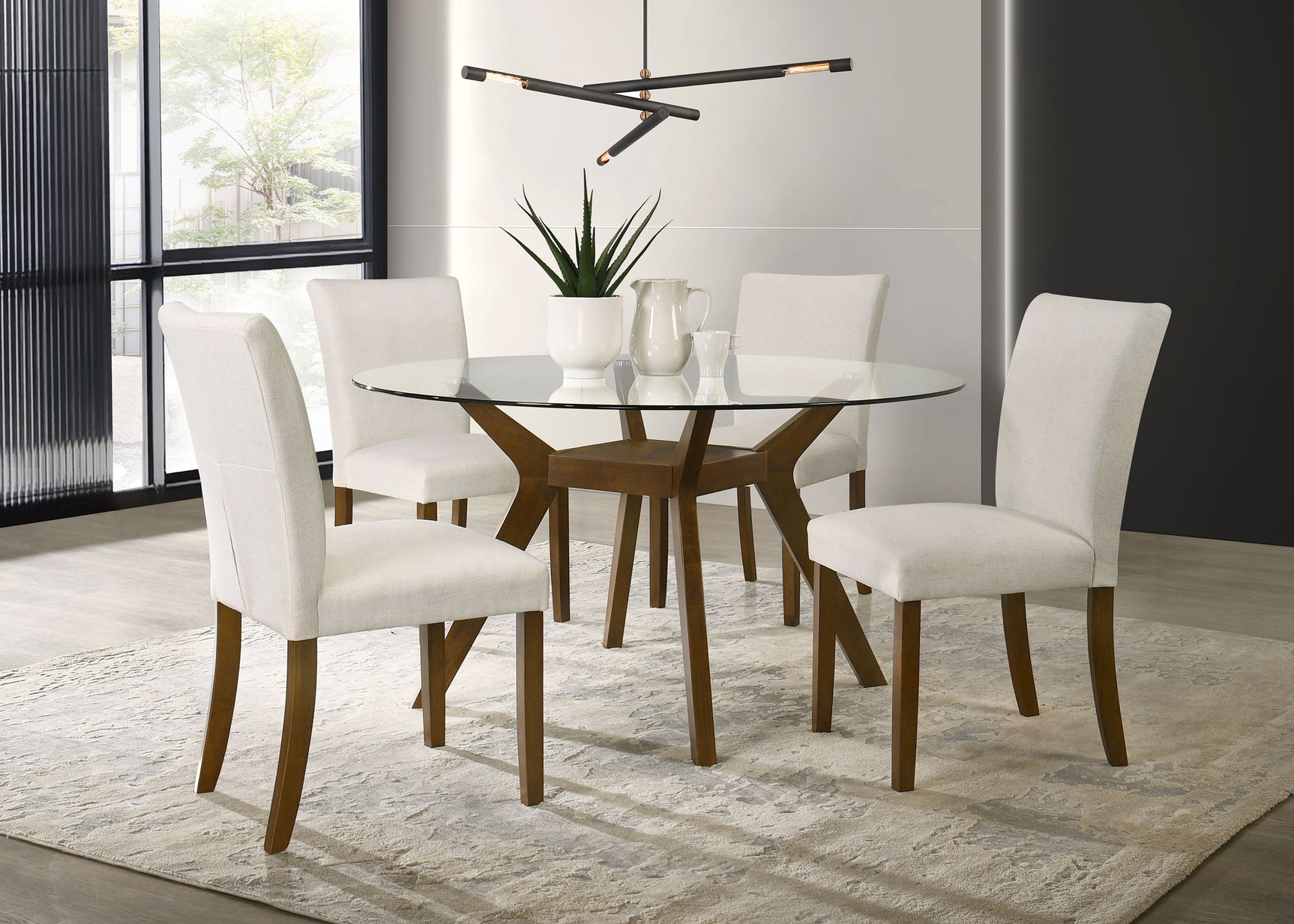 Paxton Round 48-inch Glass Top Wood Dining Table Brown