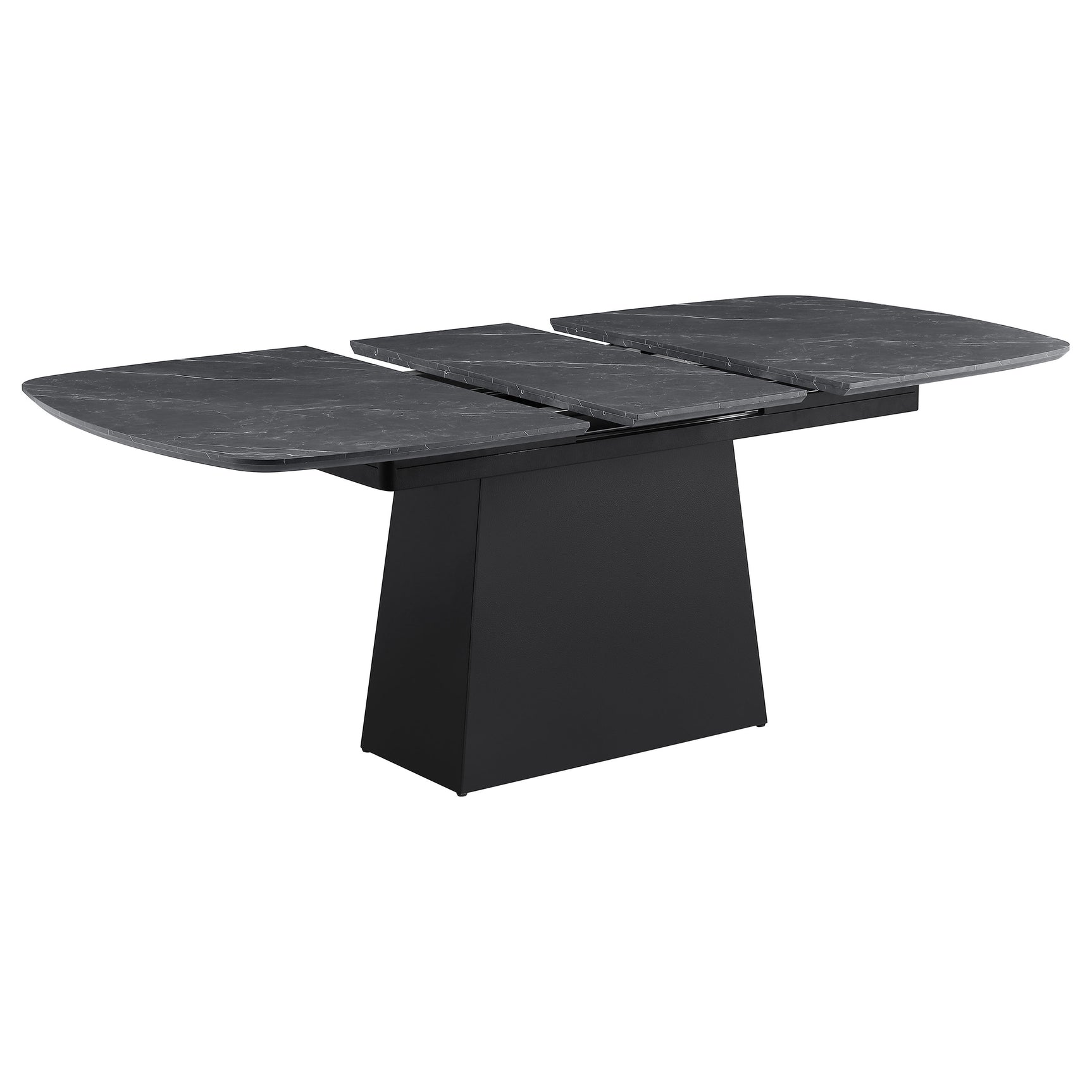 Potero 73-inch Faux Marble Extension Leaf Dining Table Black - Tampa Furniture Outlet
