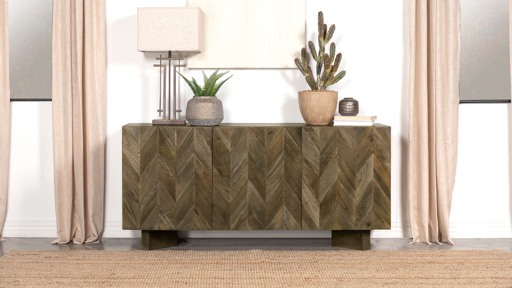 Tyler 3-door Solid Wood Sideboard Buffet Cabinet Mango Brown - Tampa Furniture Outlet