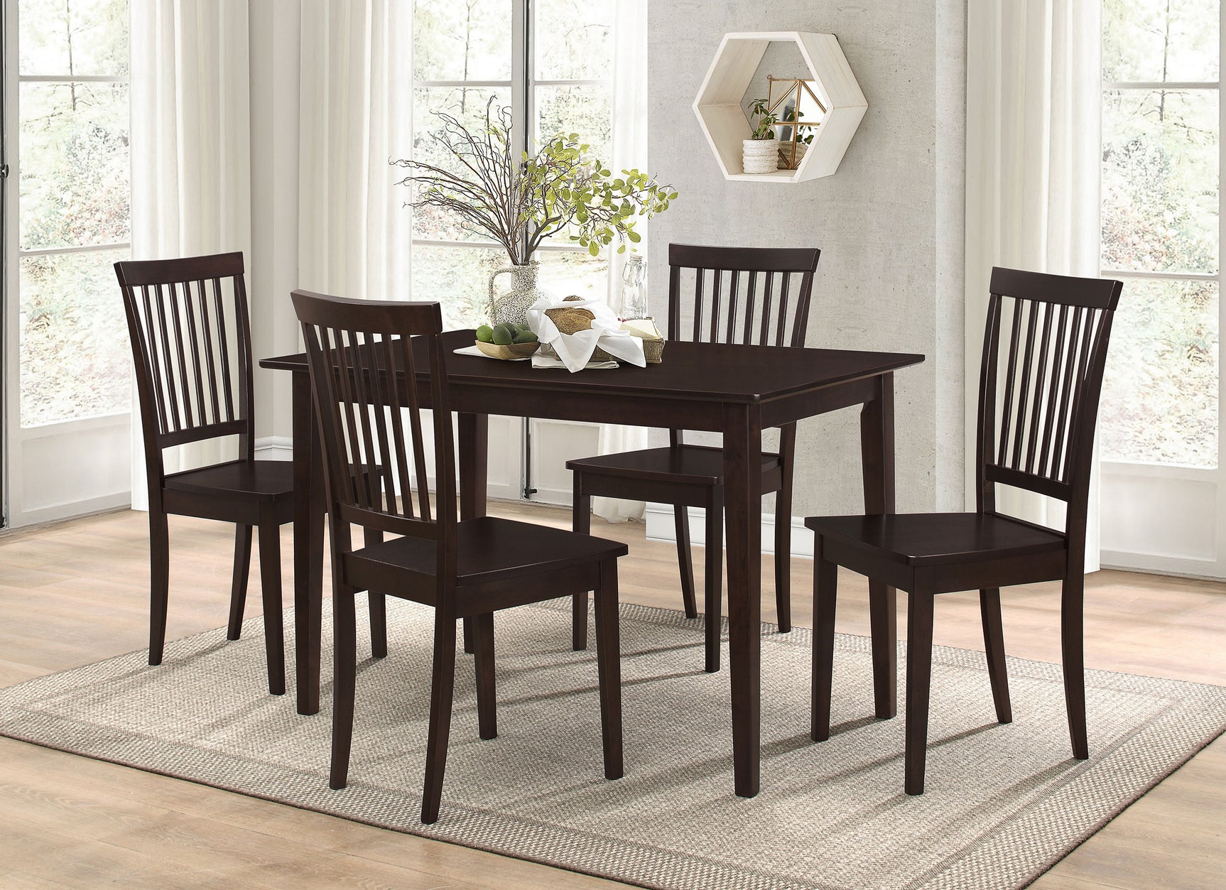 Tampa Furniture Outlet - Coaster - Gomez 5-piece Rectangular Dining Table Set Cappuccino - 150152