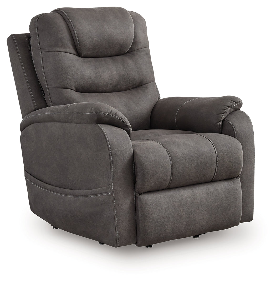 Tampa Furniture Outlet - Ashley Furniture - Snowfield Living Room - Power Lift Recliner / Gunmetal - 1760912