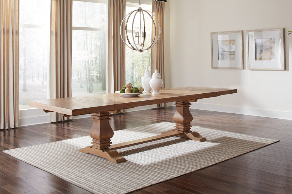 Florence 126-inch Extension Dining Table Rustic Honey - Tampa Furniture Outlet